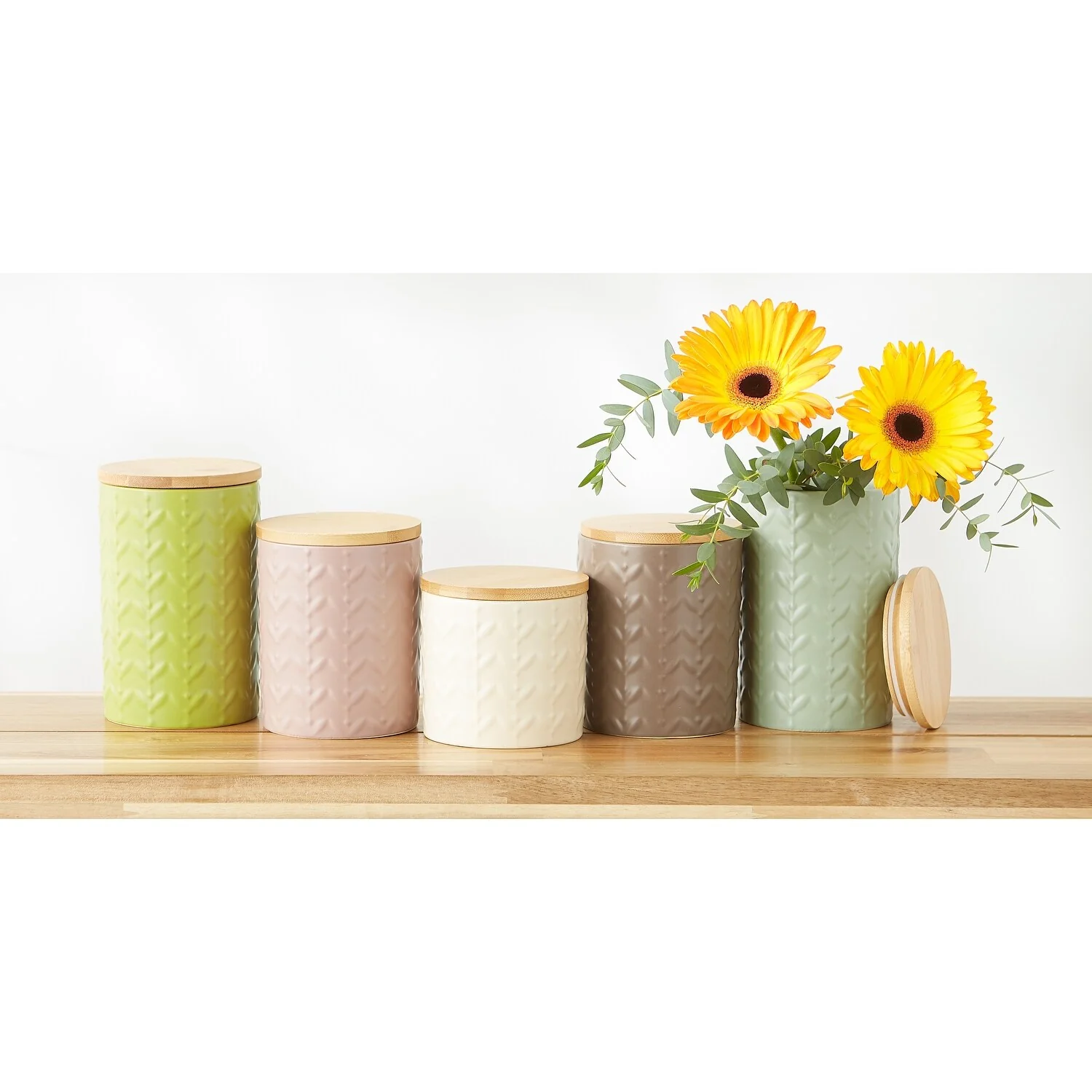 Retro Vine Texture Ceramic Canister (Set of 3)