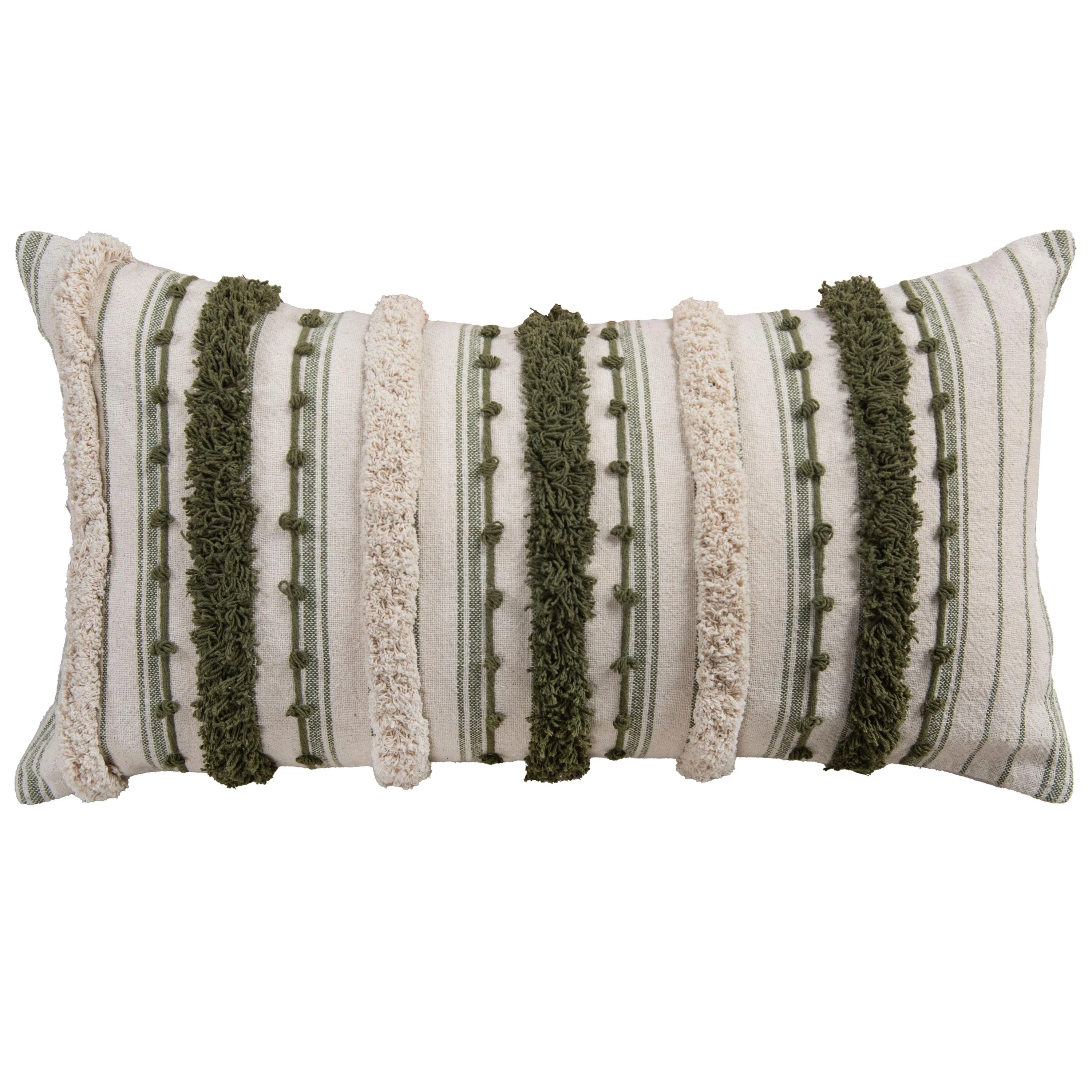 Embroidered Stripe Lumbar Throw Pillow