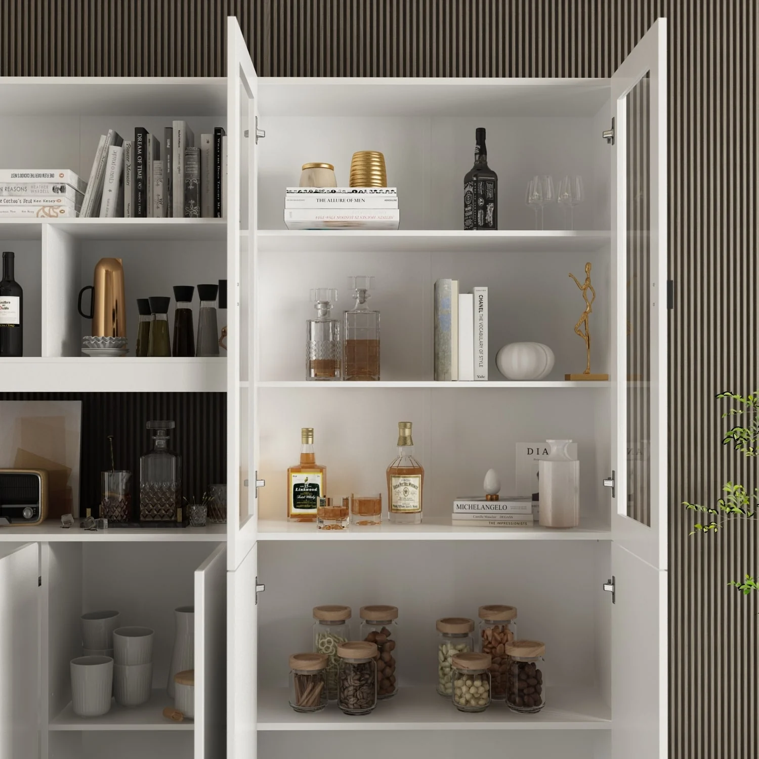 Combined BookShelves Kitchen Cabinet Display Cabinet Pantry Bookcase