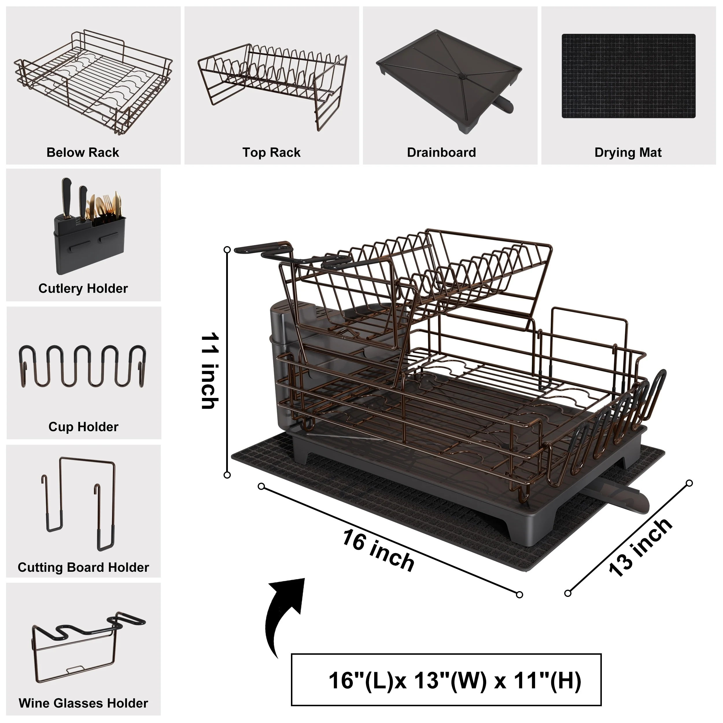 JASIWAY 2 Tier Kitchen Stainless Steel Dish Rack