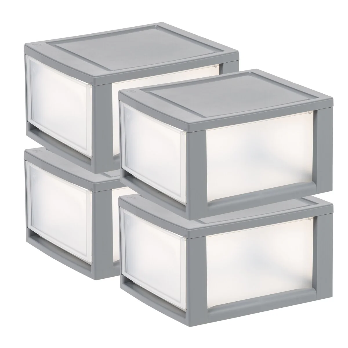 IRIS USA® Stacking Drawer 14.5 Qt - Gray - Set of 4