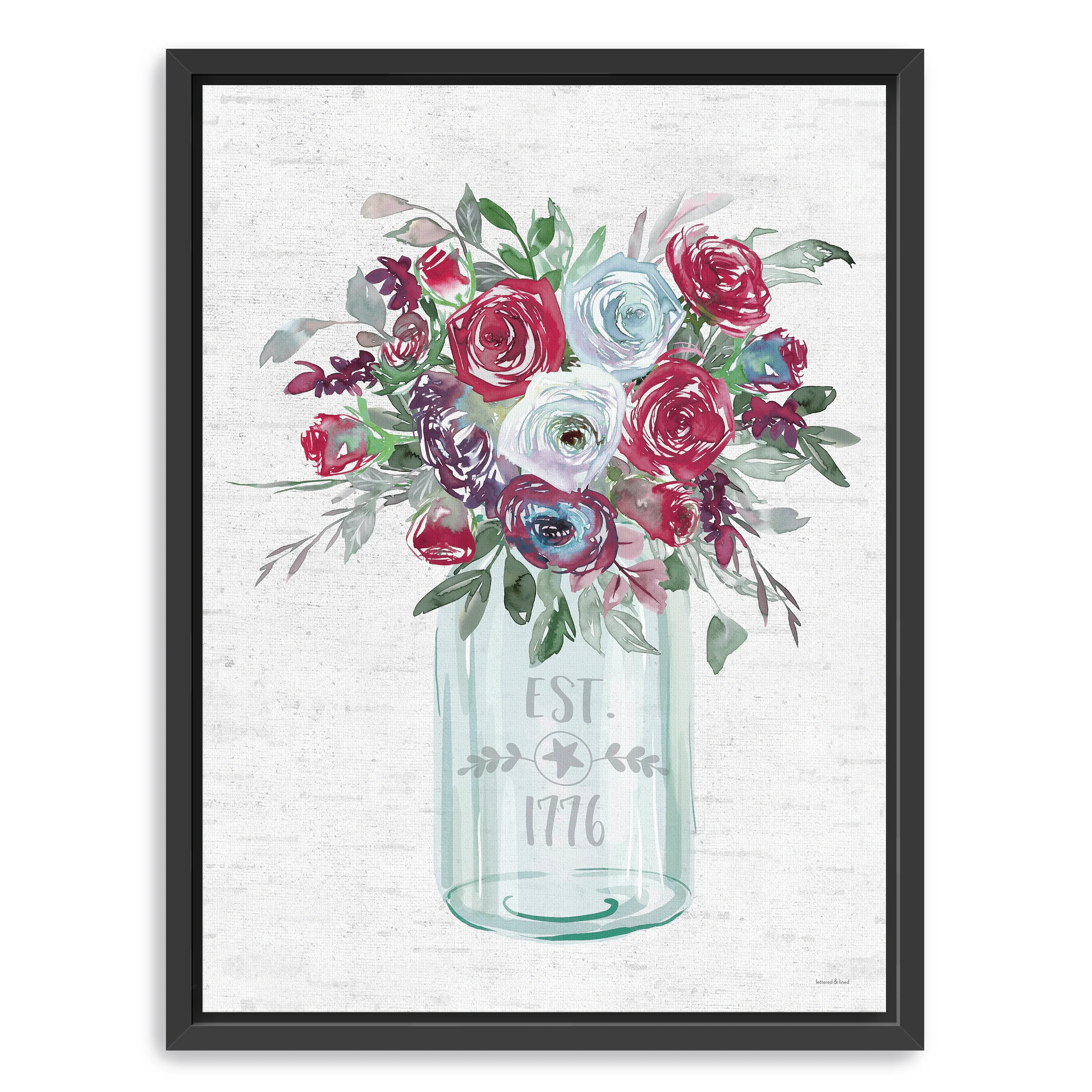 Patriotic Roses Est. 1776 Canvas Giclee