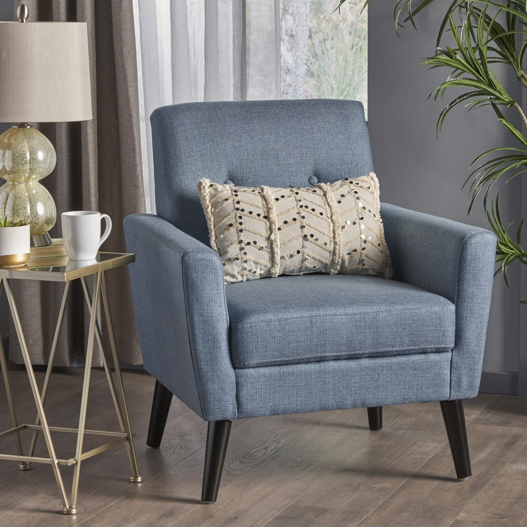 Radiantize Upholstered Fabric Club Chair with Square-off Back and Button Tufted