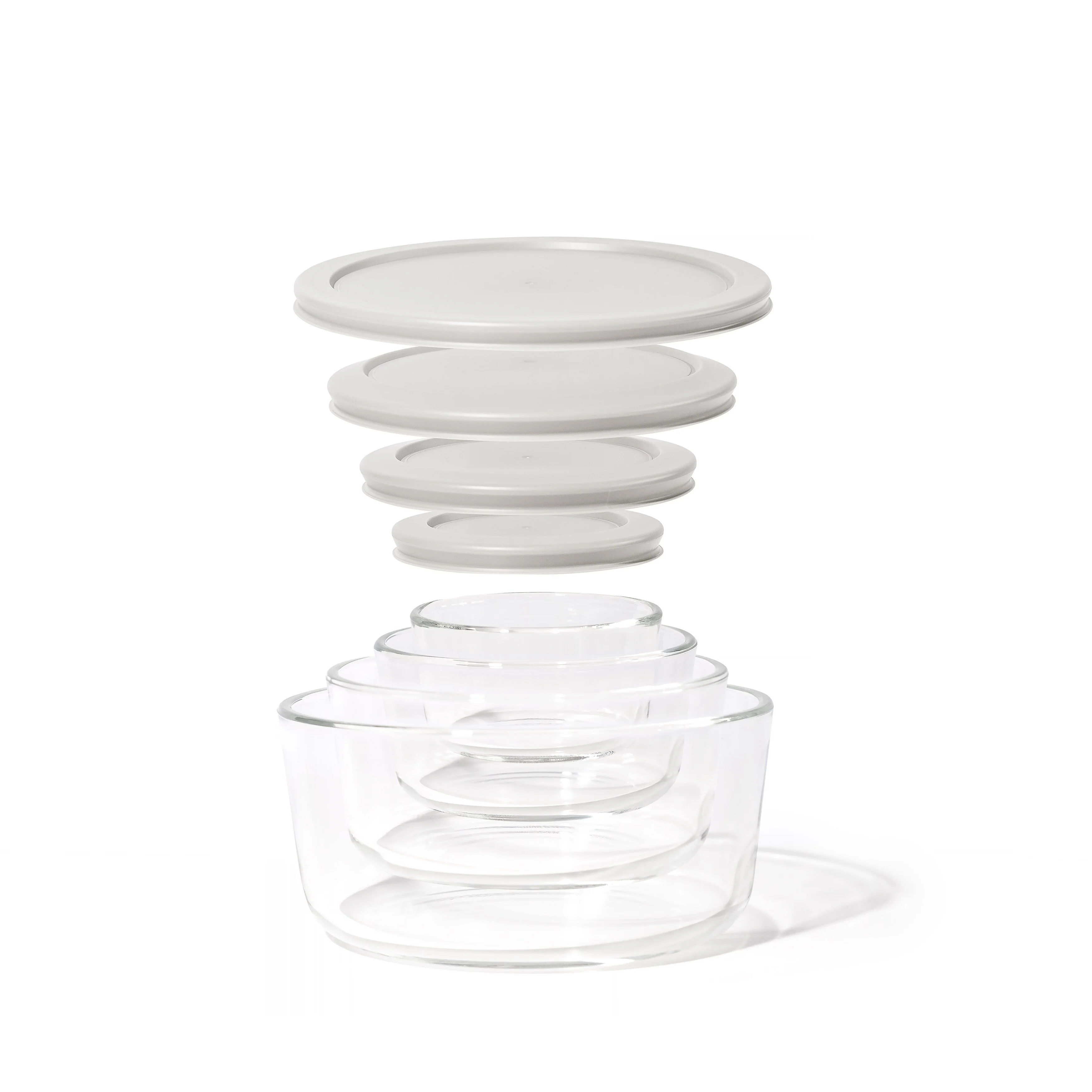 Glass Food Storage Set - Round Nesting, 8-Piece, BPA-Free, Airtight Lids, Microwave & Oven Safe