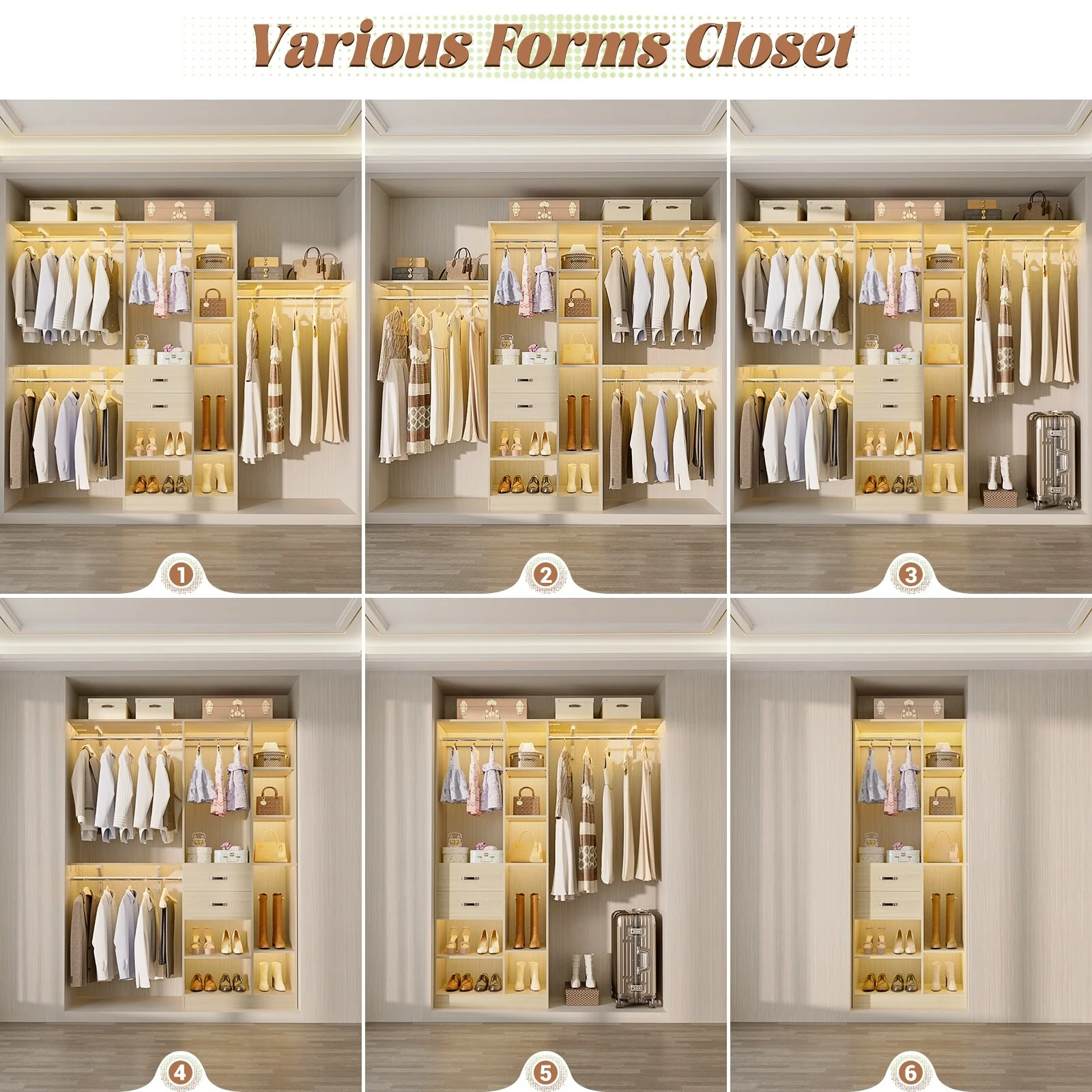 31.5'' to 96'' W Closet Organizer System with Drawers and Tower Shelves for Reach-in and Walk-in Closet