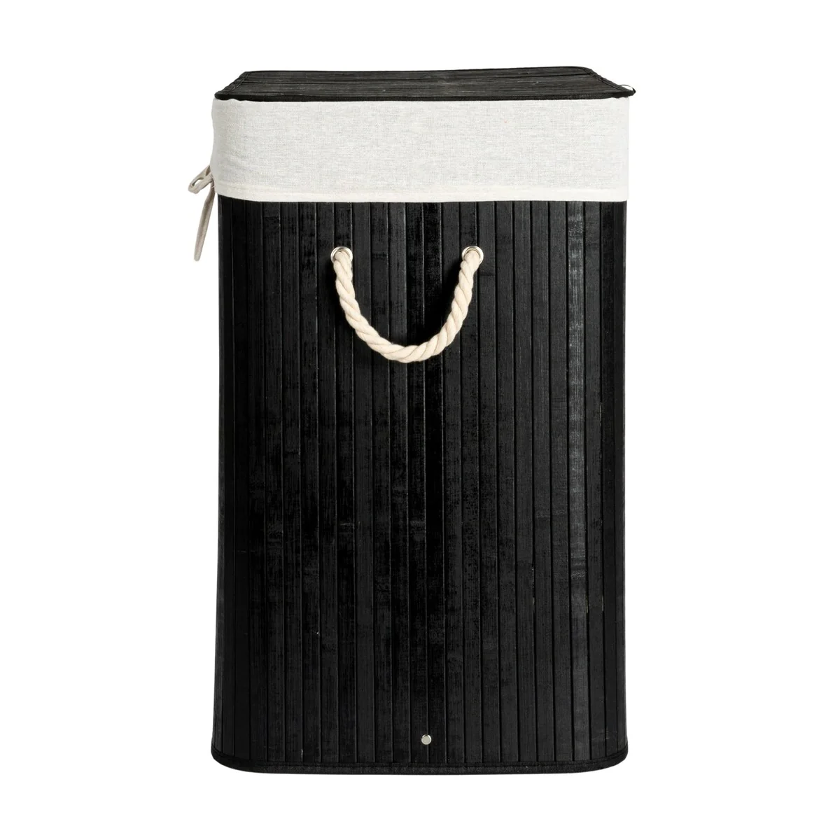 Household Essentials Bamboo Double Laundry Hamper with Rope Handles and Removable Laundry Bag