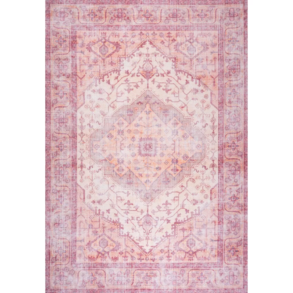 Alacati Ogee Medallion Washable Area Rug