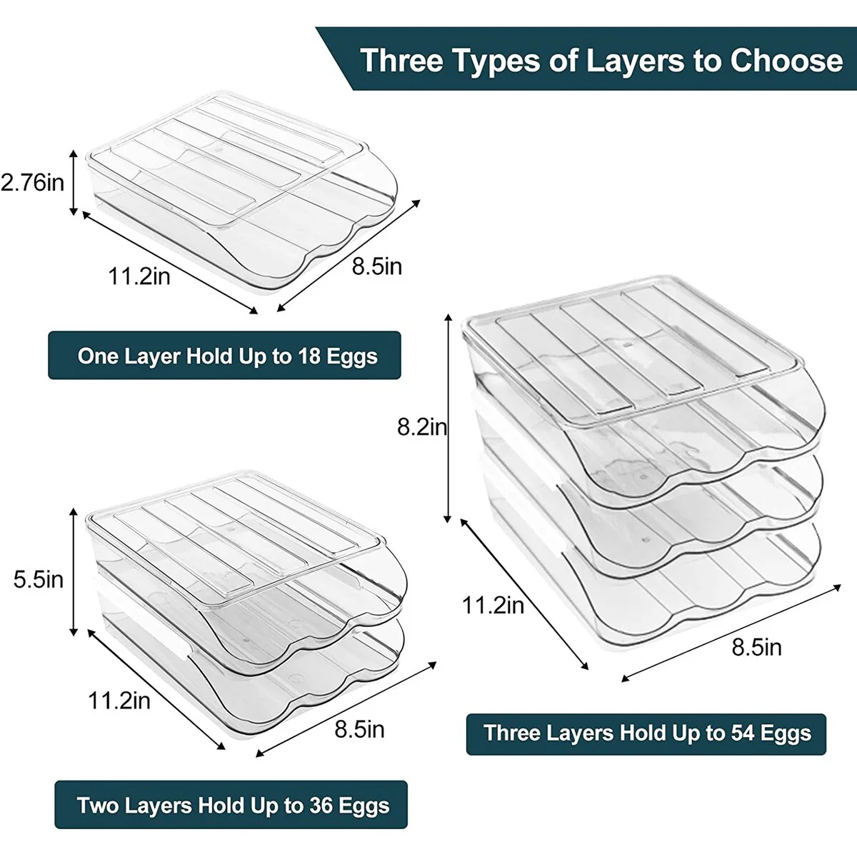 Set of 2 Auto Rolling Storage Container 18 Egg Tray - 2 Layer