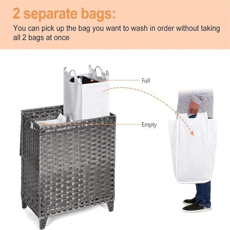 Laundry Hamper with 2 Removable