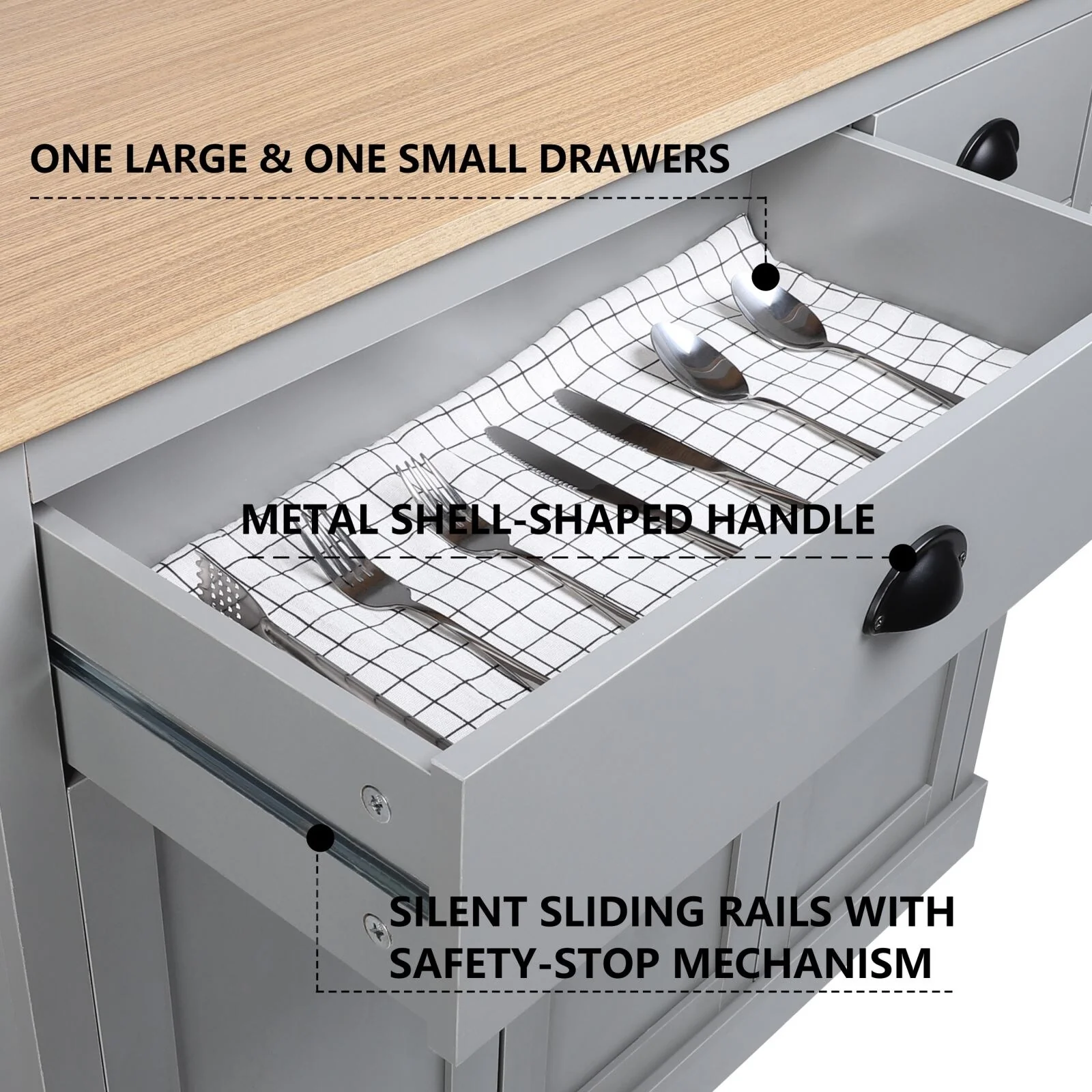 VEIKOUS Pantry Kitchen Cabinet Storage with Microwave Stand and 3 Adjustable Shelves