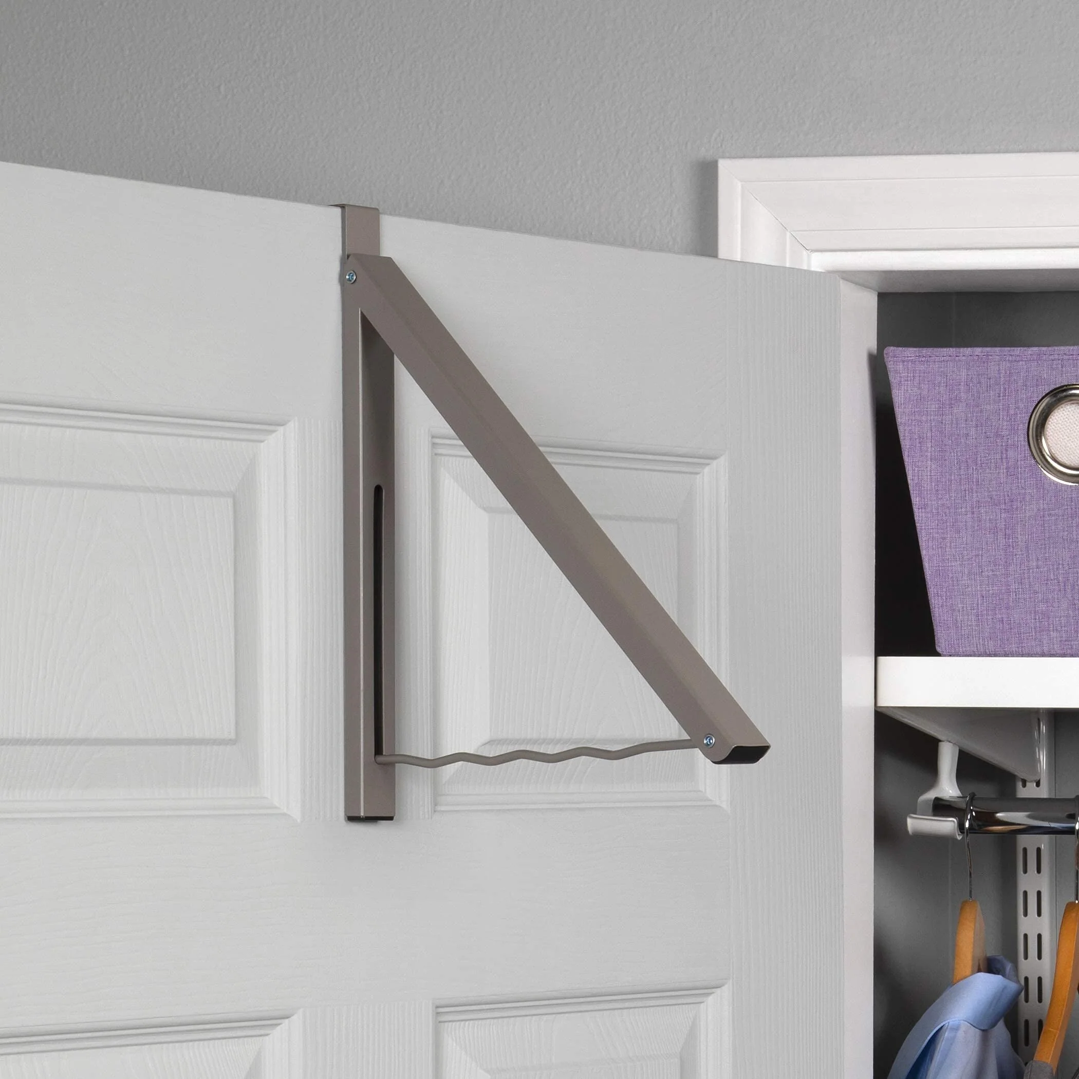 Over the Door Closet Valet - Single Hook Retractable Collapsible Folding Hanging Rack Organizer