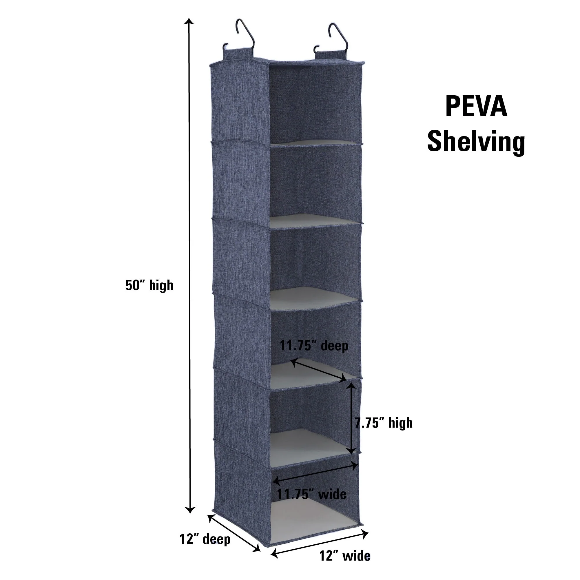 Household Essentials Hanging Cotton Blend Closet Organizer with 6 Shelves - 12.0