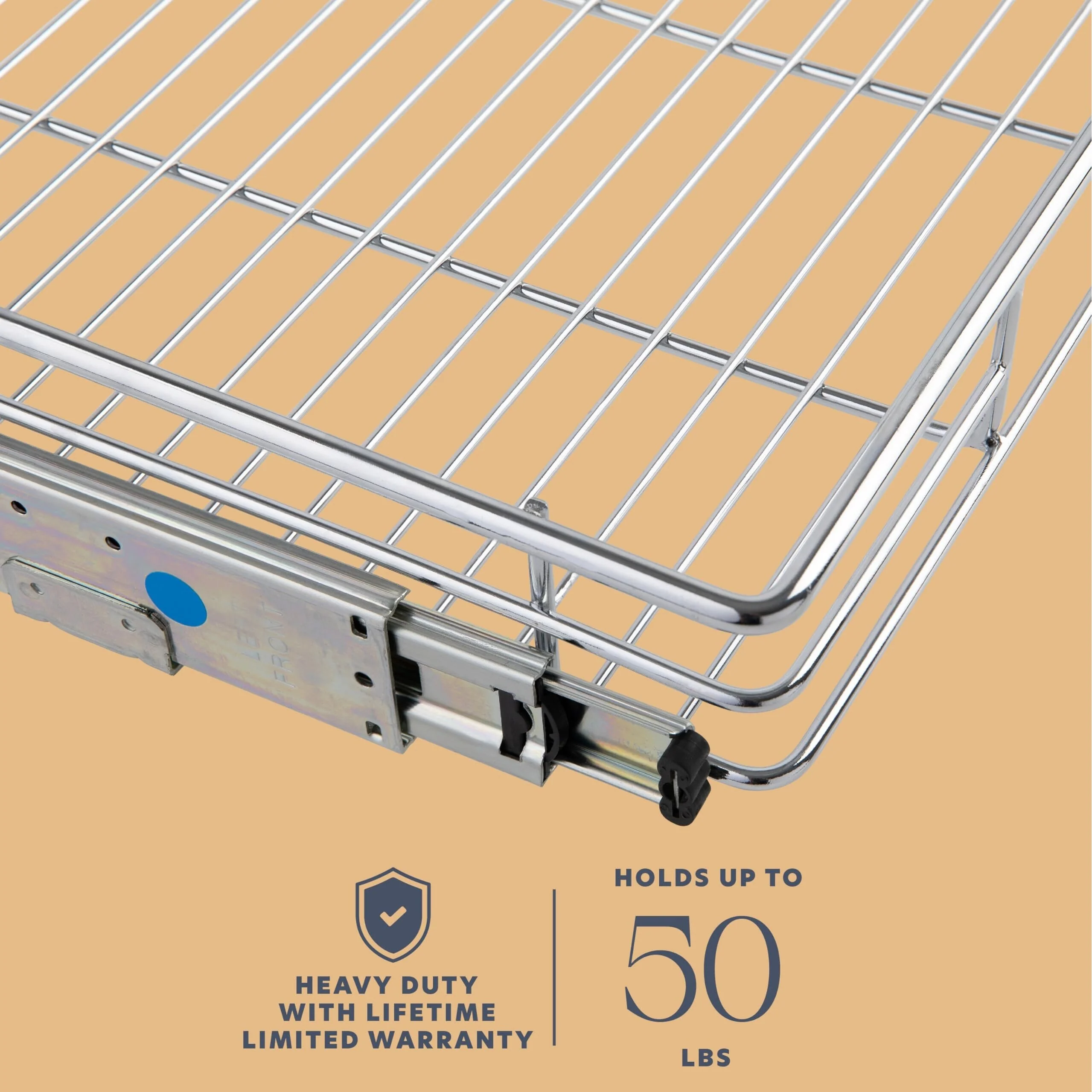 Pull Out Cabinet Drawer Organizer, Heavy Duty- Steel Metal- Chrome Finish