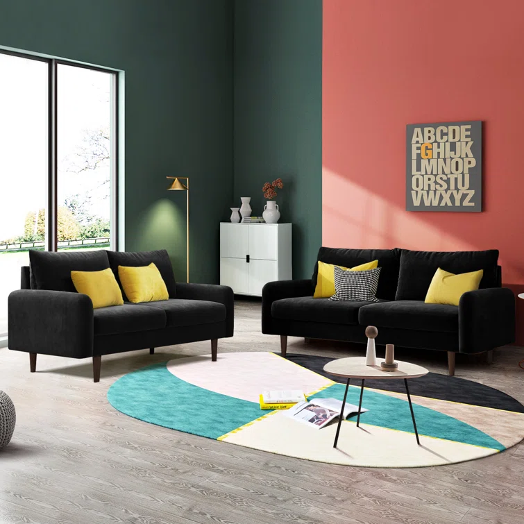 Hasaam Everly Quinn 56.3" Wide Velvet Round Arms Small Apartment Loveseat