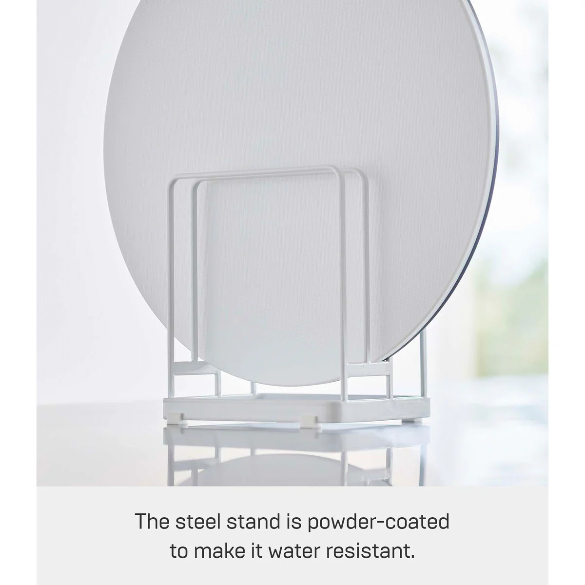 Yamazaki Home Round Cutting Board Stand, Steel - L 4.65 x W 6.3 x H 6.89 inches