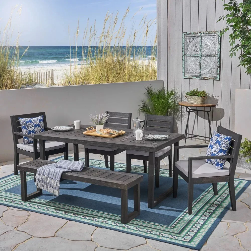 6-Seat Acacia Wood Outdoor Dining Set