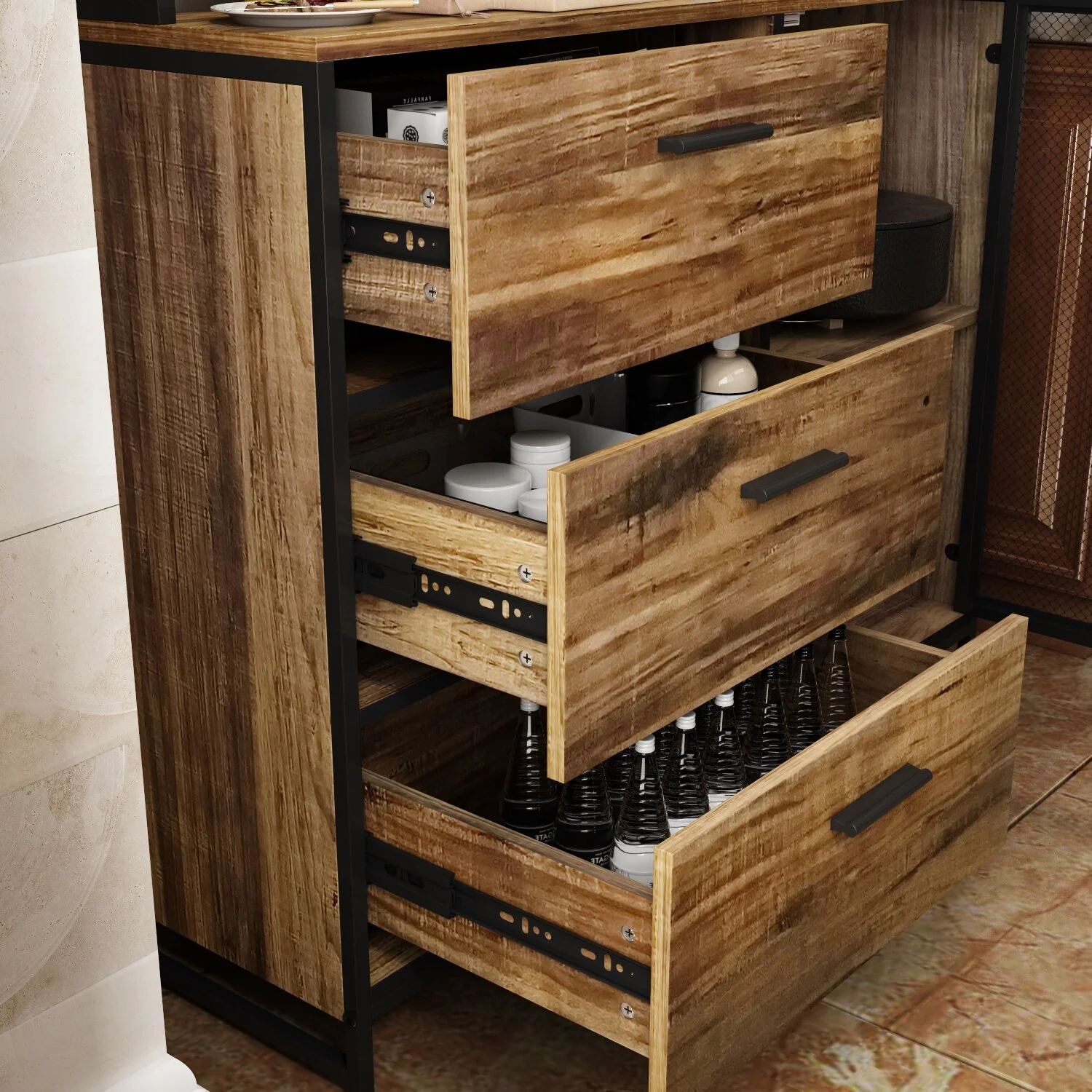 Large Buffet with Hutch,Kitchen Pantry Cupboard Sideboard