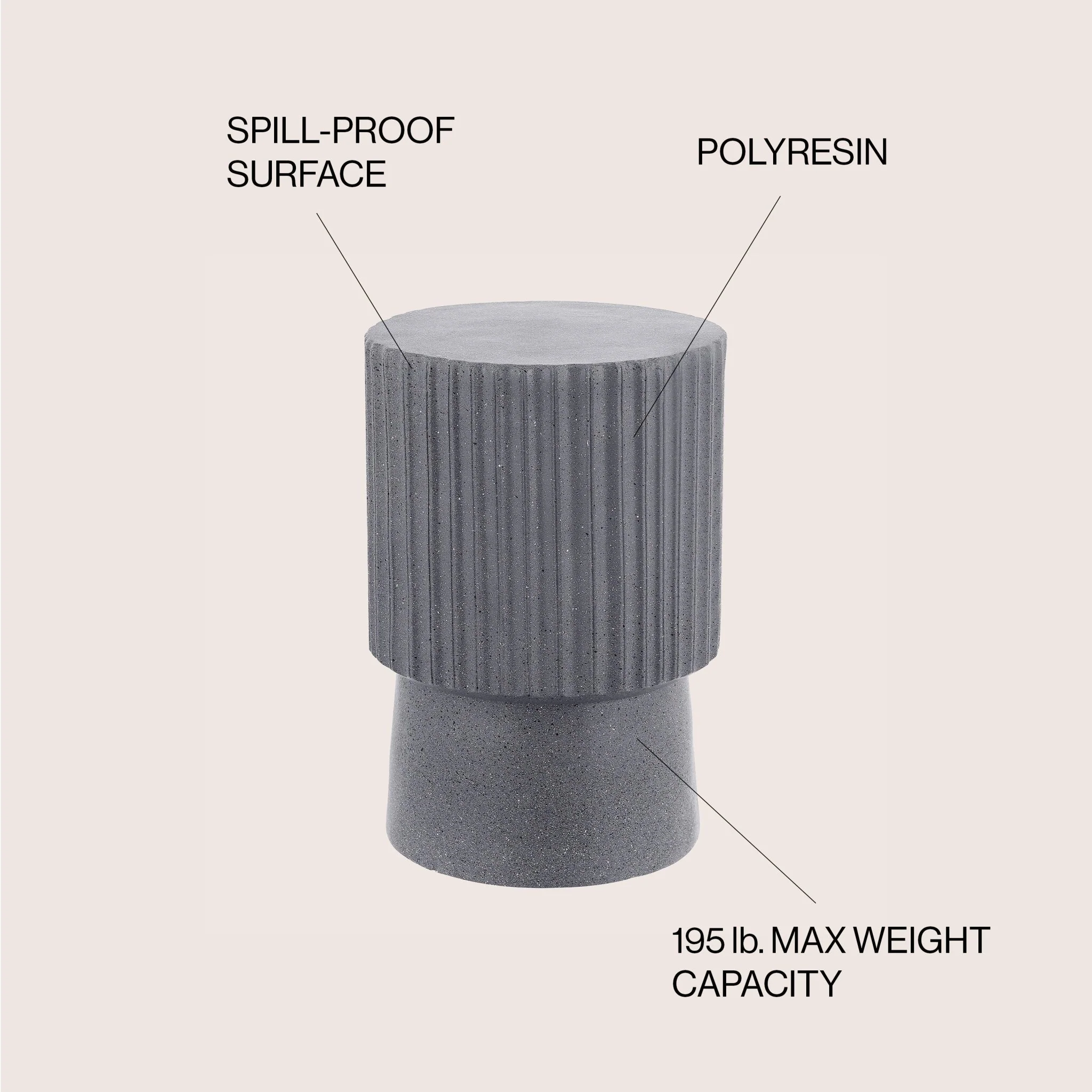 Louisa Modern Art Deco Tambour Indoor/Outdoor Accent Table