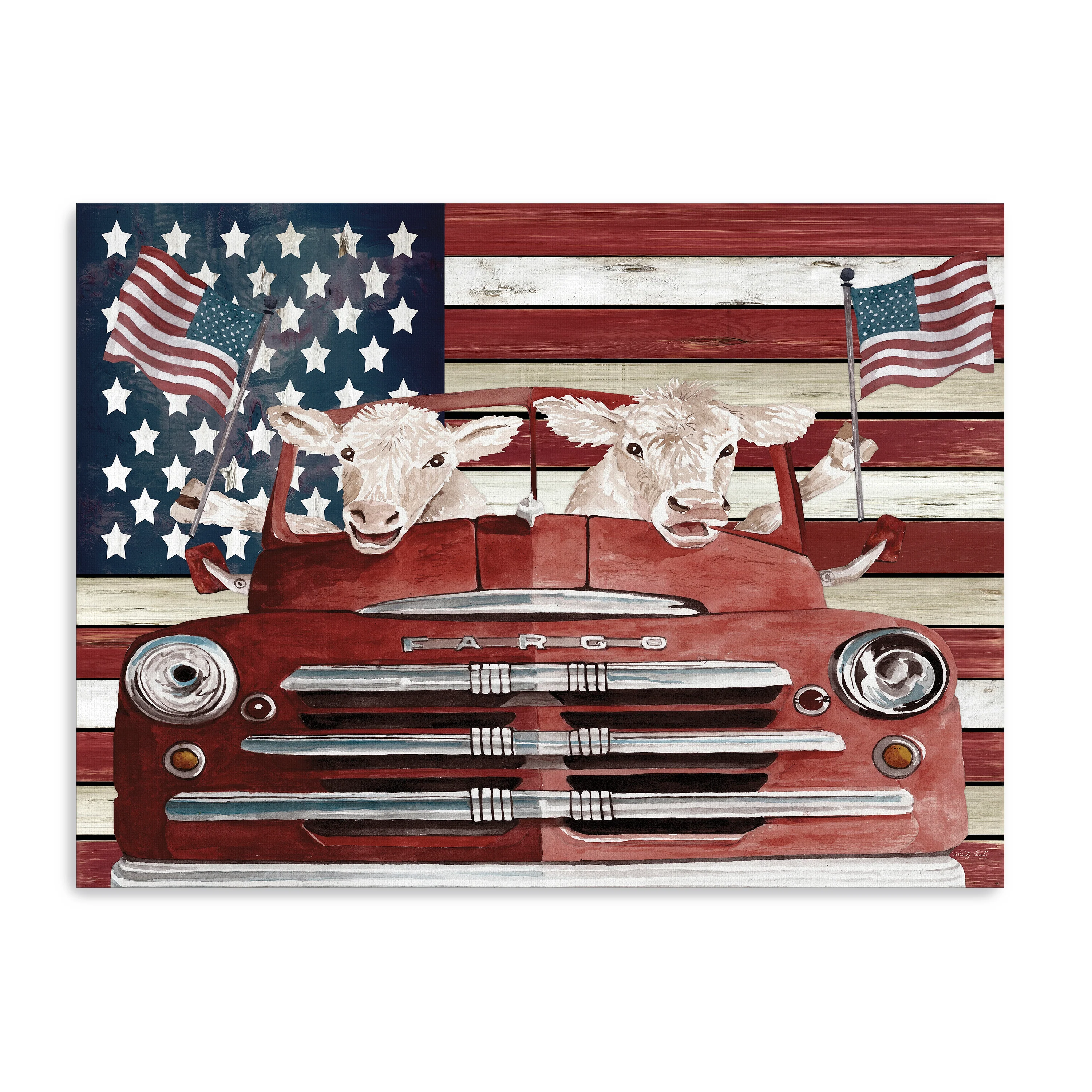 Patriotic Cows Canvas Giclee