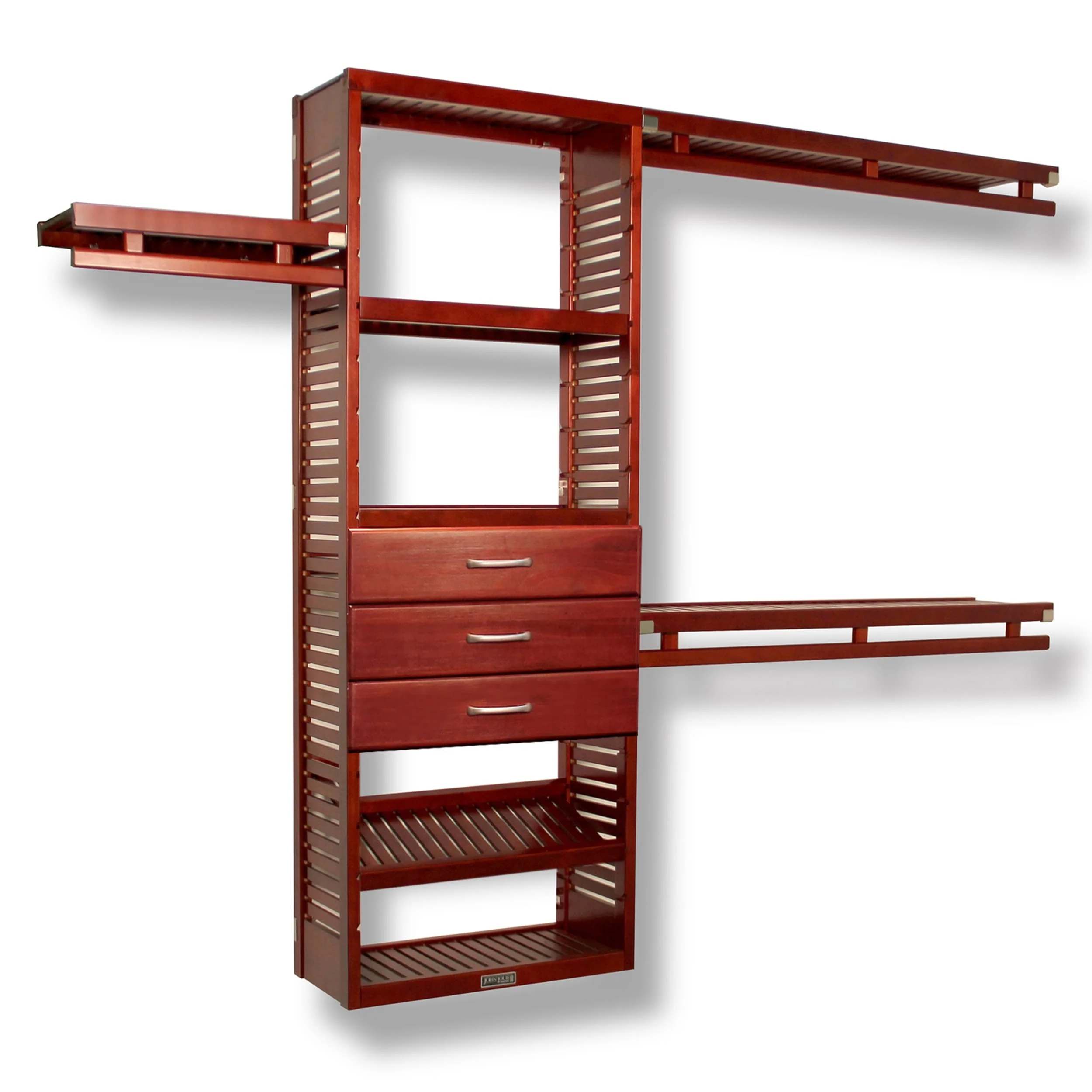 John Louis Home Solid Wood Reach-In Simplicity Closet System with 3-Drawers Red Mahogany