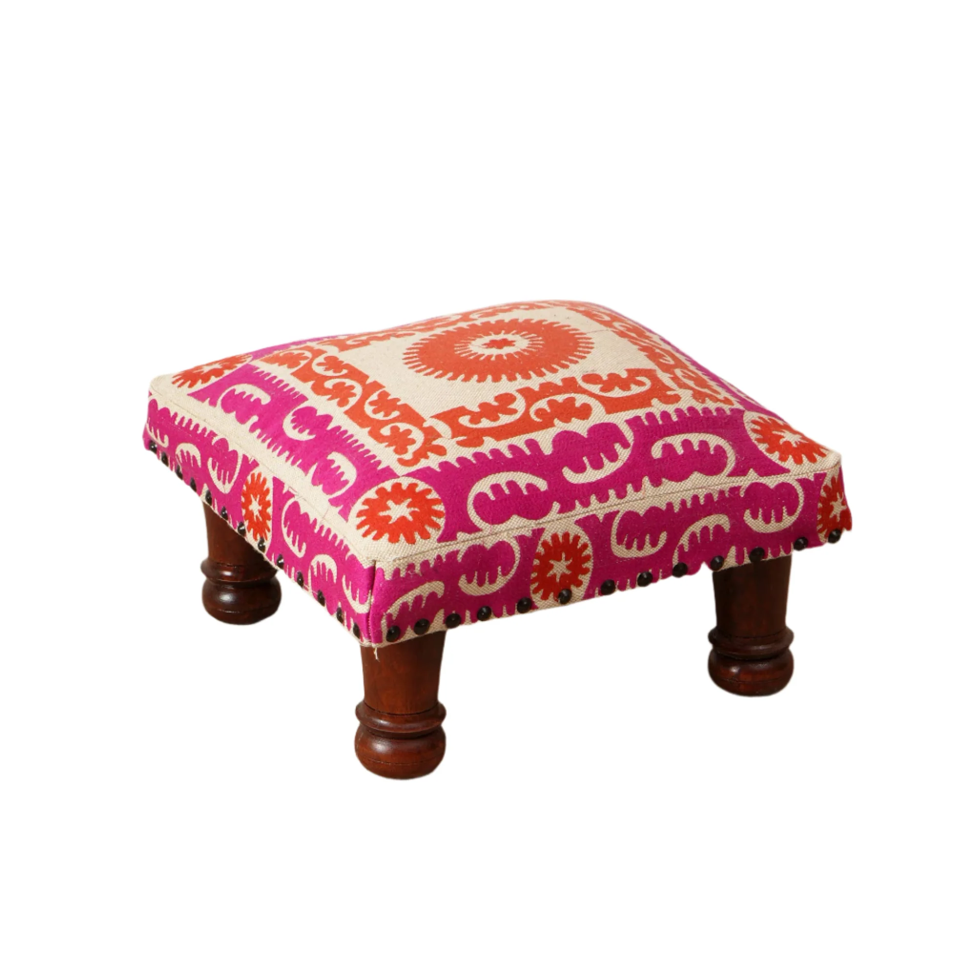 Embroidered Multicolor Foot Stool Ottoman