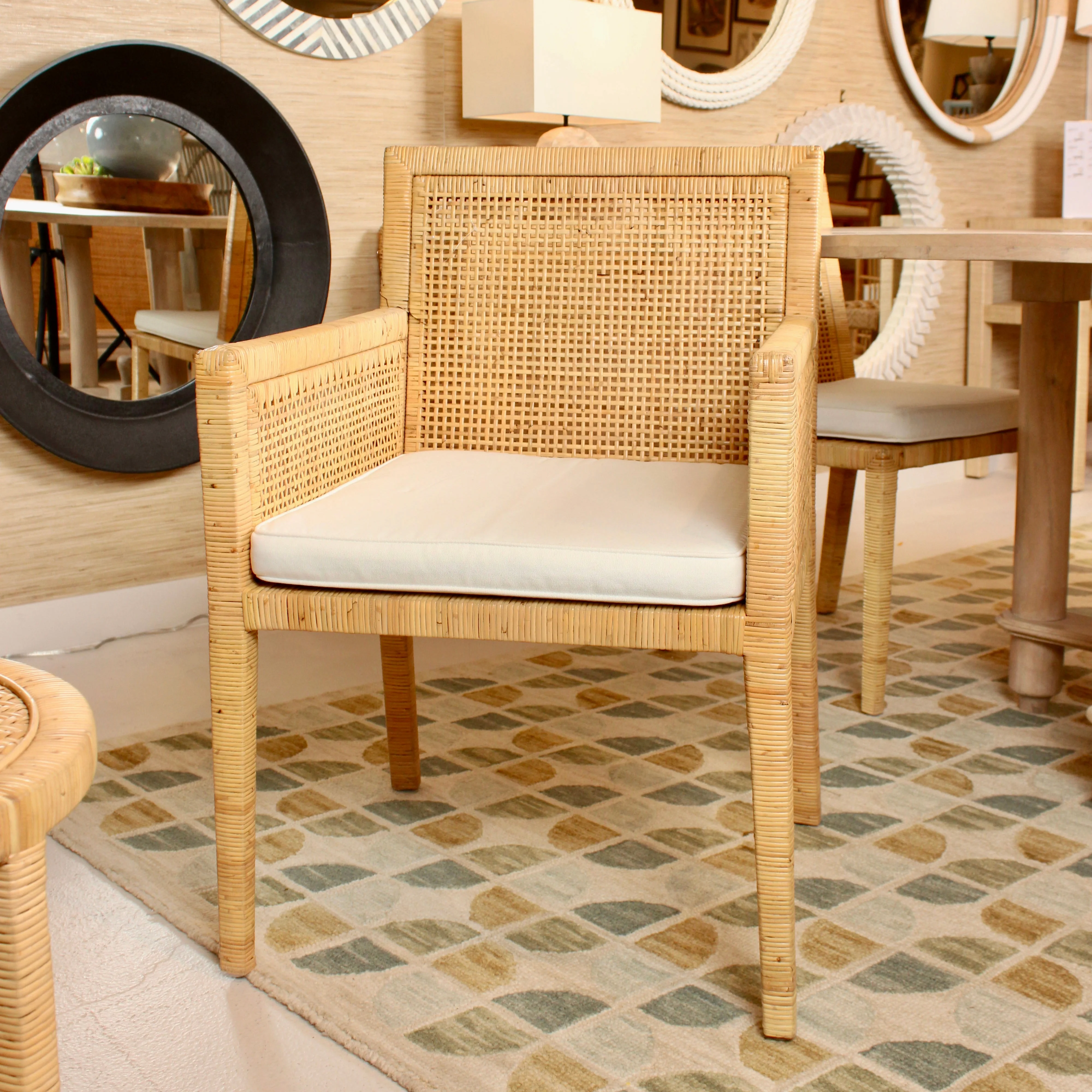 Eli Woven Rattan Dining Arm Chair