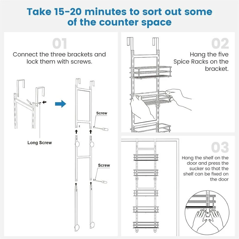 Adjustable 5-Tier Over the Door Pantry Organizer - 4.72