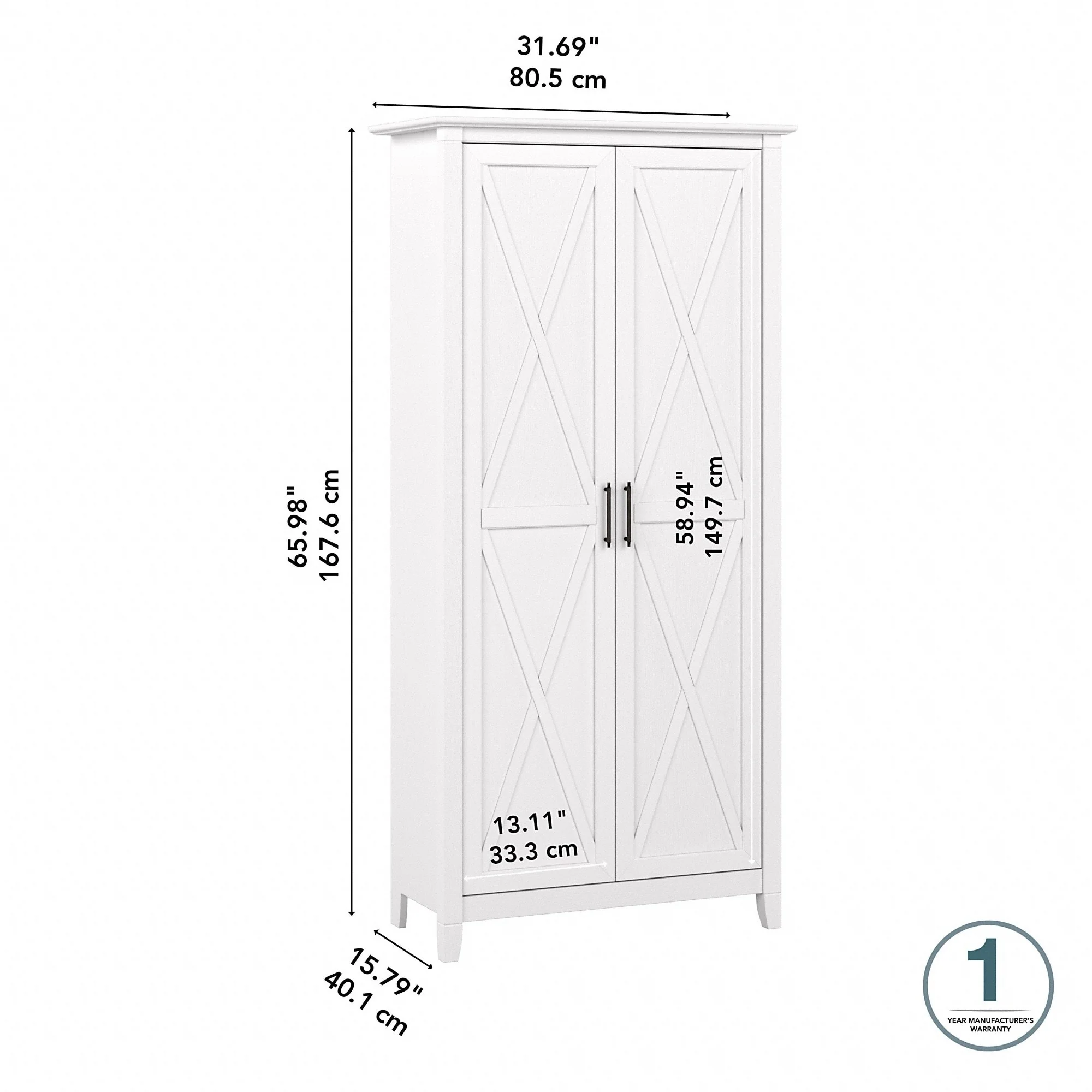 Key West Tall Kitchen Pantry Cabinet with Doors by Bush Furniture