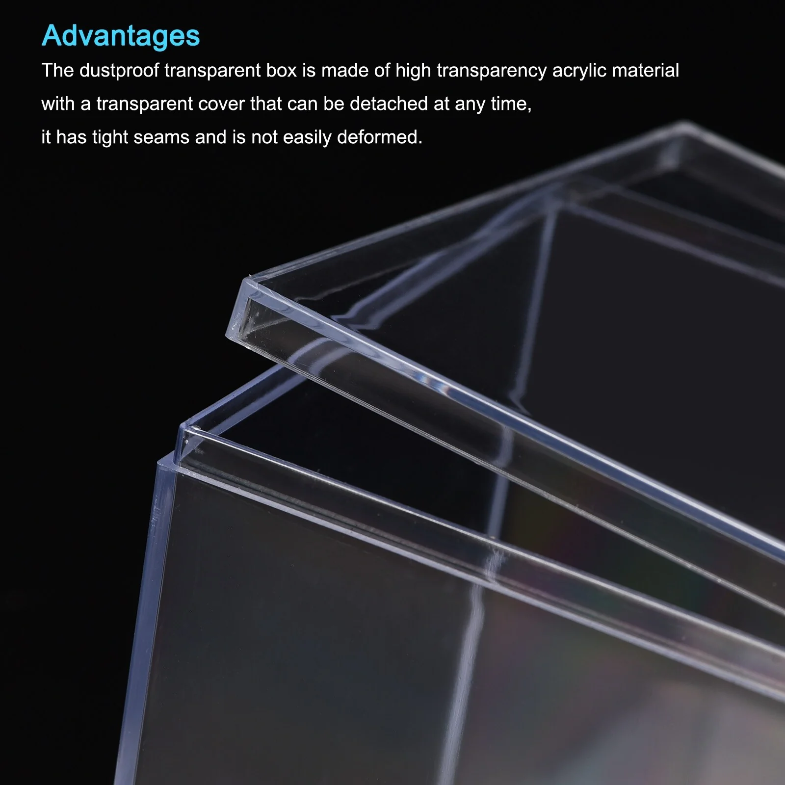 Acrylic Storage Box Square Display Case with Lid, Container Box - Clear