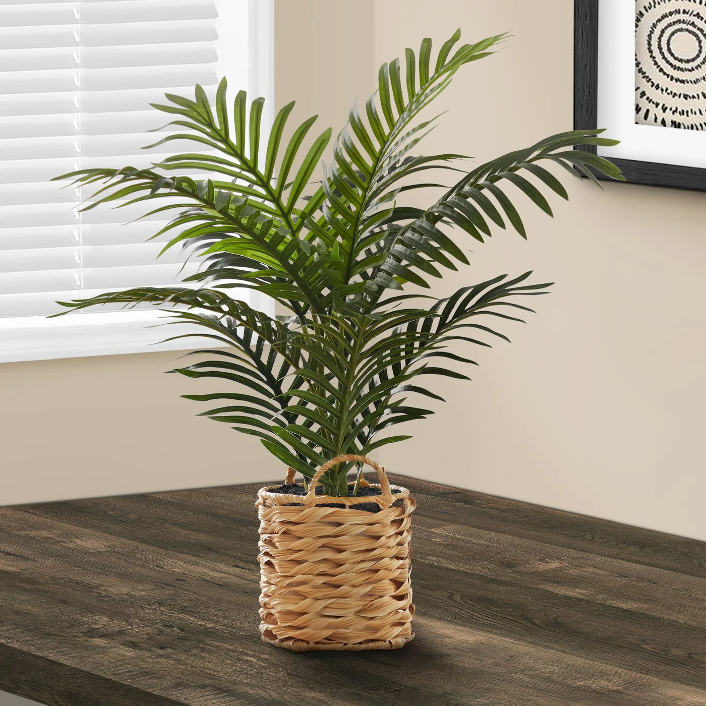 24 Tall Artificial Palm Plant  with Woven Basket