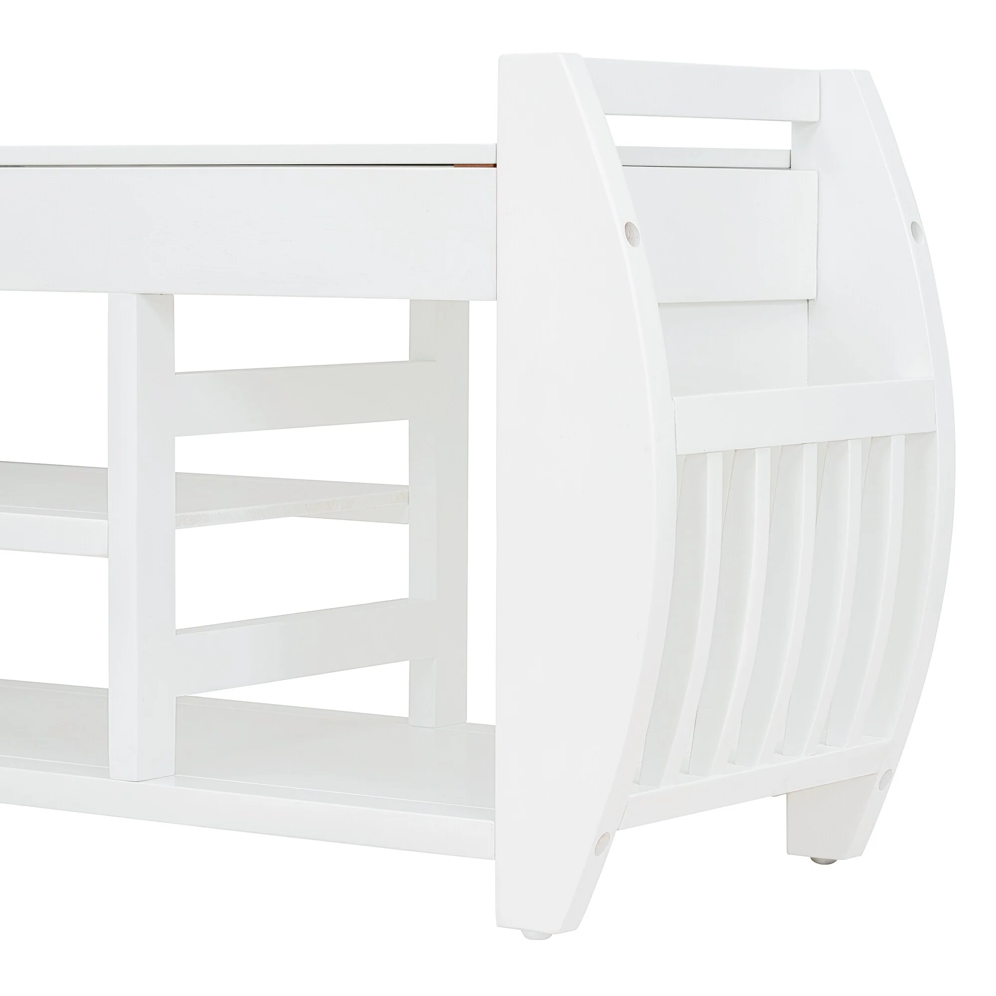 Multifunctional Storage Bench with Cushion and Curved Side Panel for Entrance and Living Room