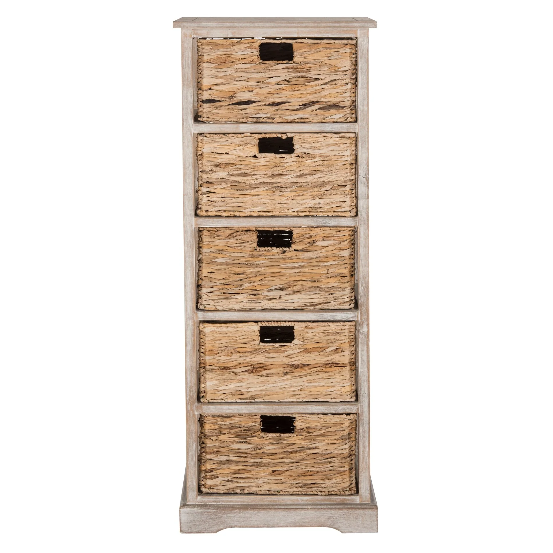 SAFAVIEH Faith Distressed Black 5-Drawer Wicker Basket Storage Tower - 17.3