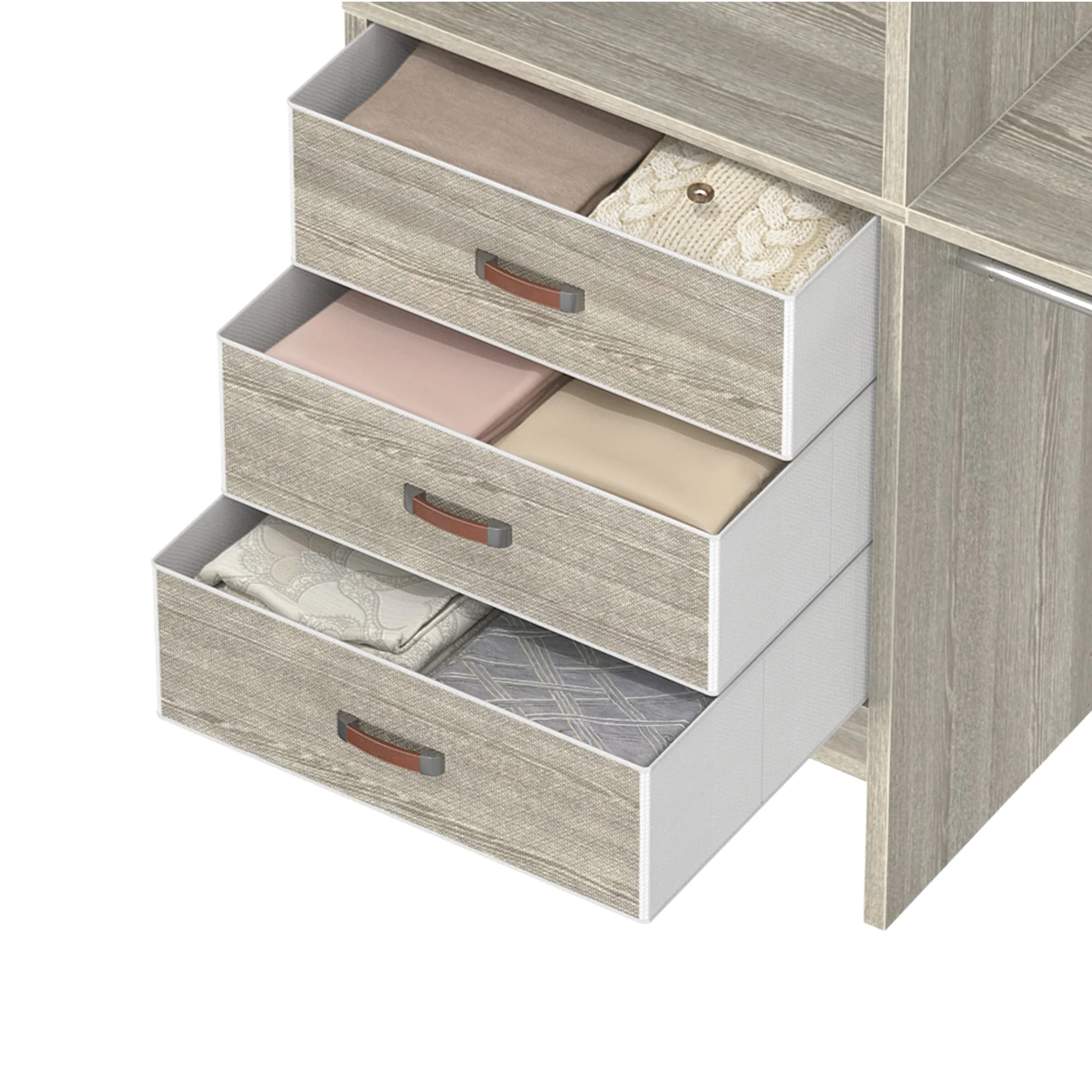 4FT Kid‘s Closet System with Fabric Drawers, DIY Closet Organizer with Adjustable Hanging Rods