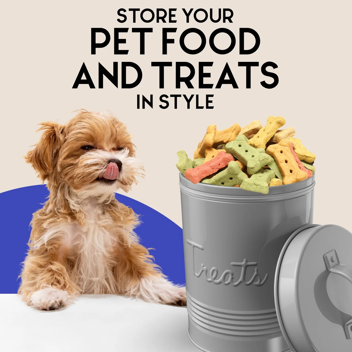 Amici Home Retro Treats Storage Canister With Lid for Pet Food
