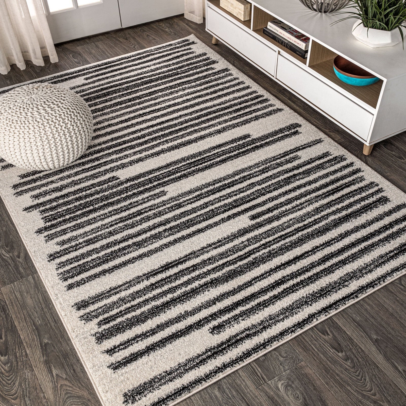 Khalil Modern Berber Stripe Area Rug