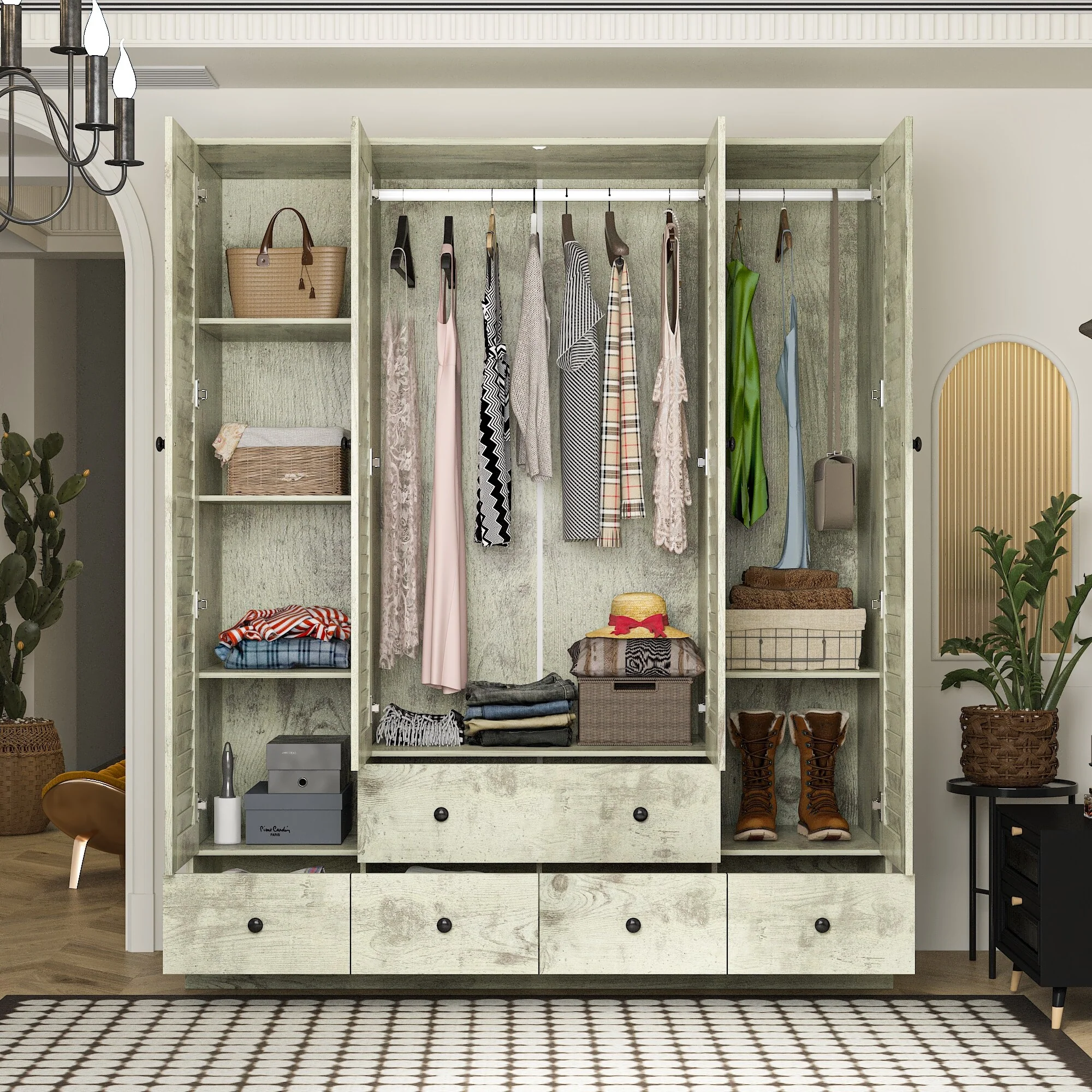 Contemporary Modern Freestanding Wardrobe Armoire Closet, 70