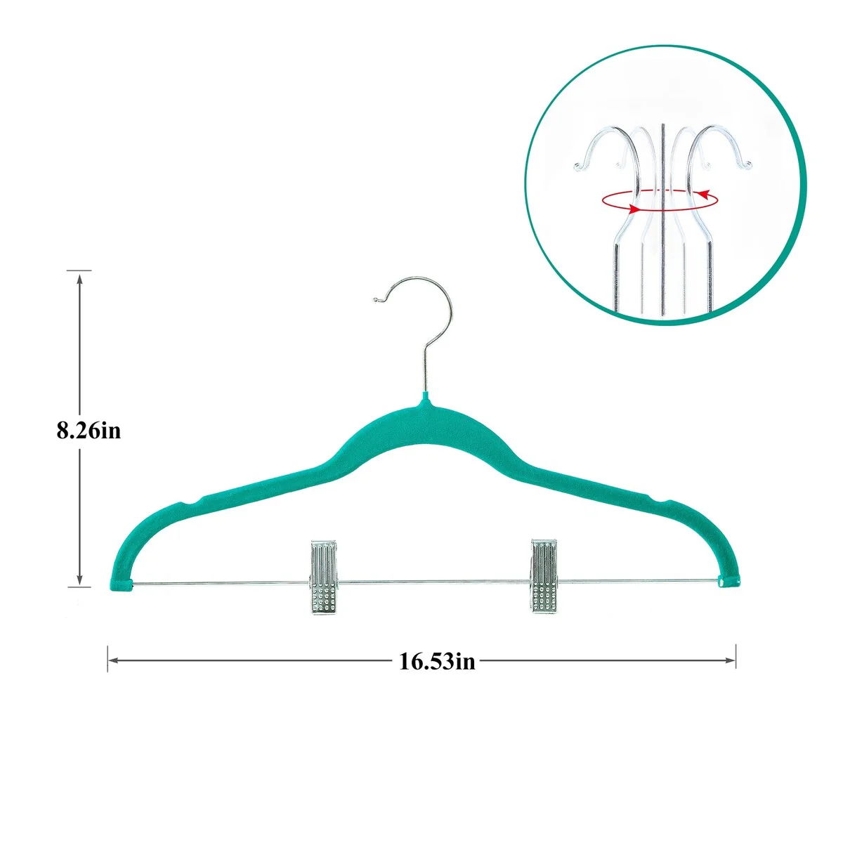 Javlergo 20-Pack Velvet Clothes Hangers, 16.5in Heavy-Duty Hangers with Adjustable Clips, Non-Slip, Space-Saving