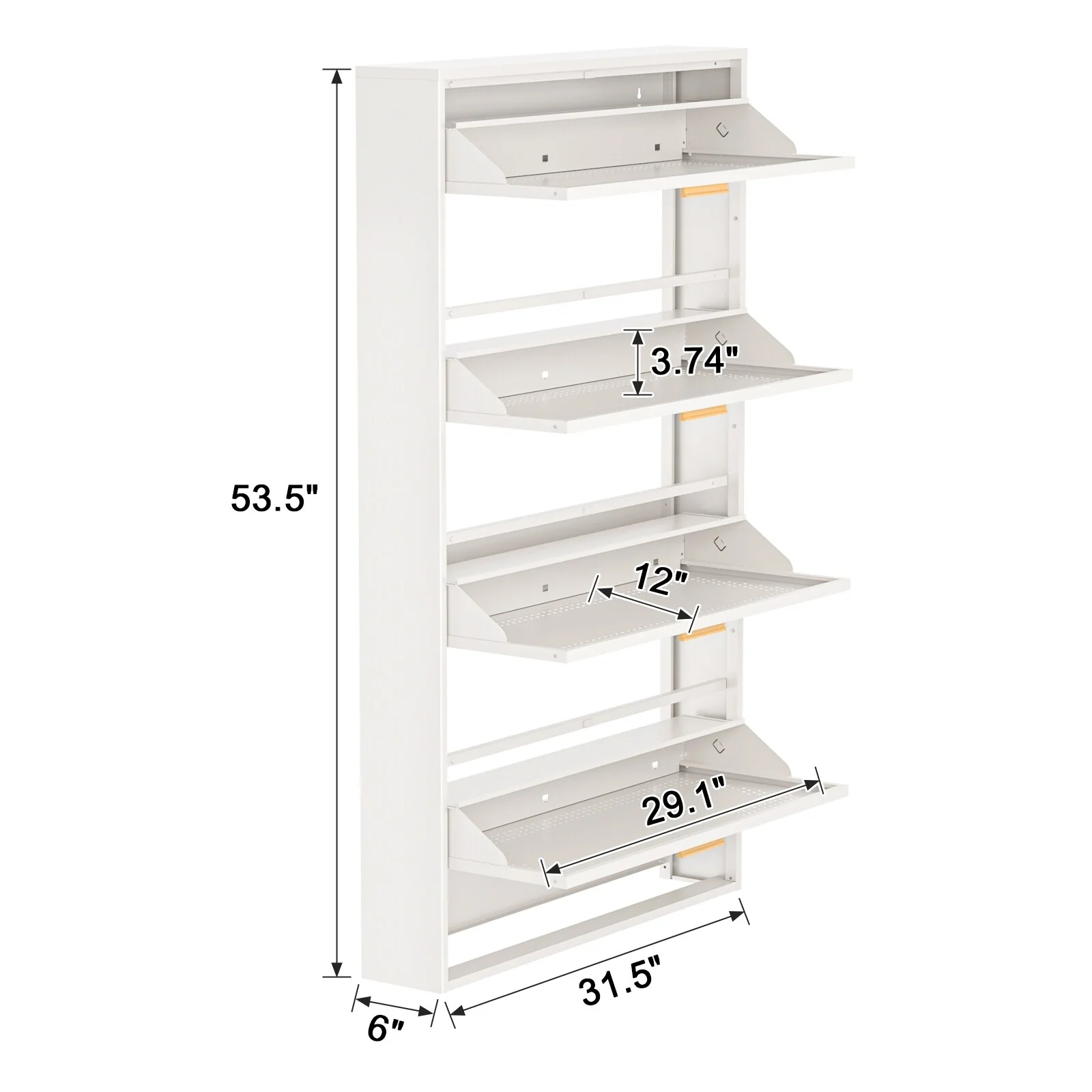 Metal Shoe Storage Cabinet with 3/4 Flip Drawers, Breathable & Space Saving