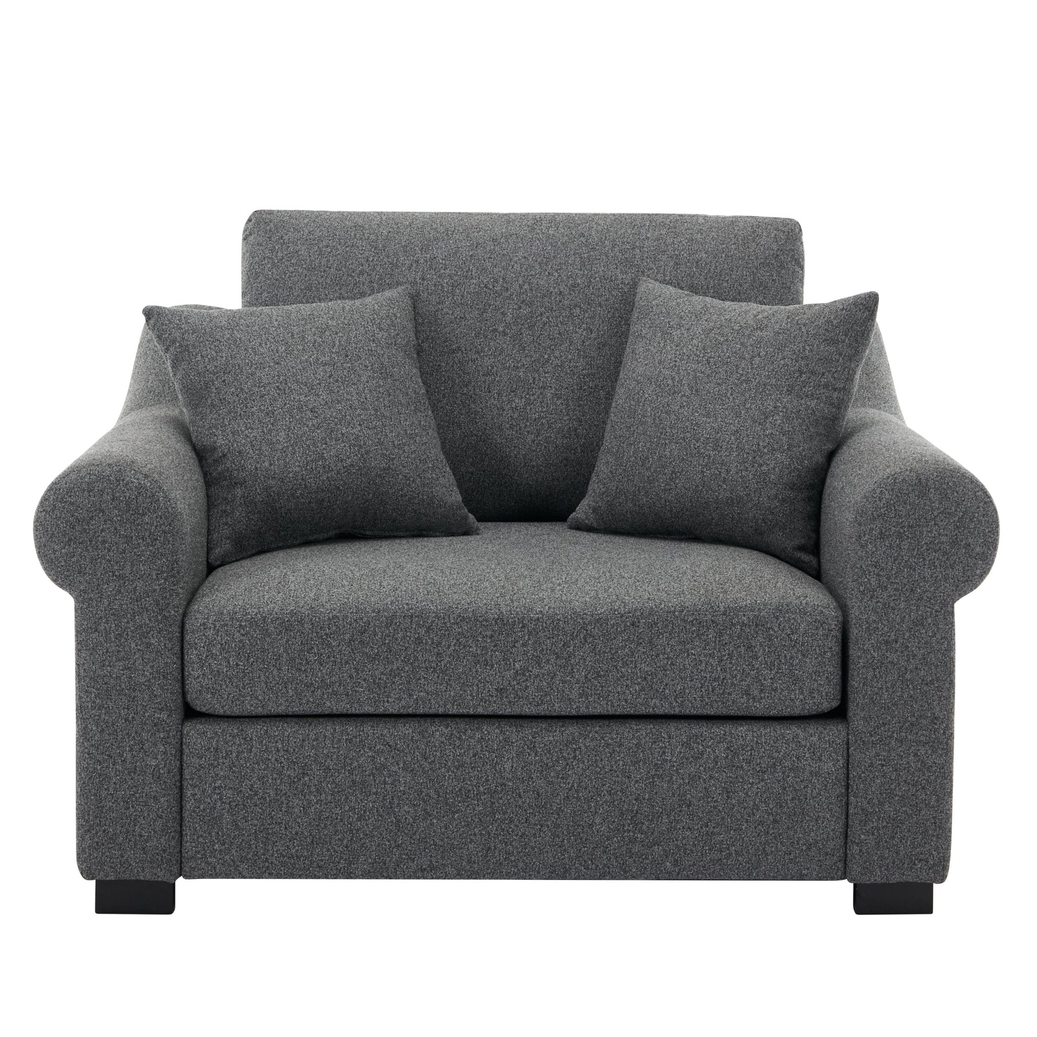 Elicited Upholstered Arm Chair with Wide Armrests and Removable Cushion