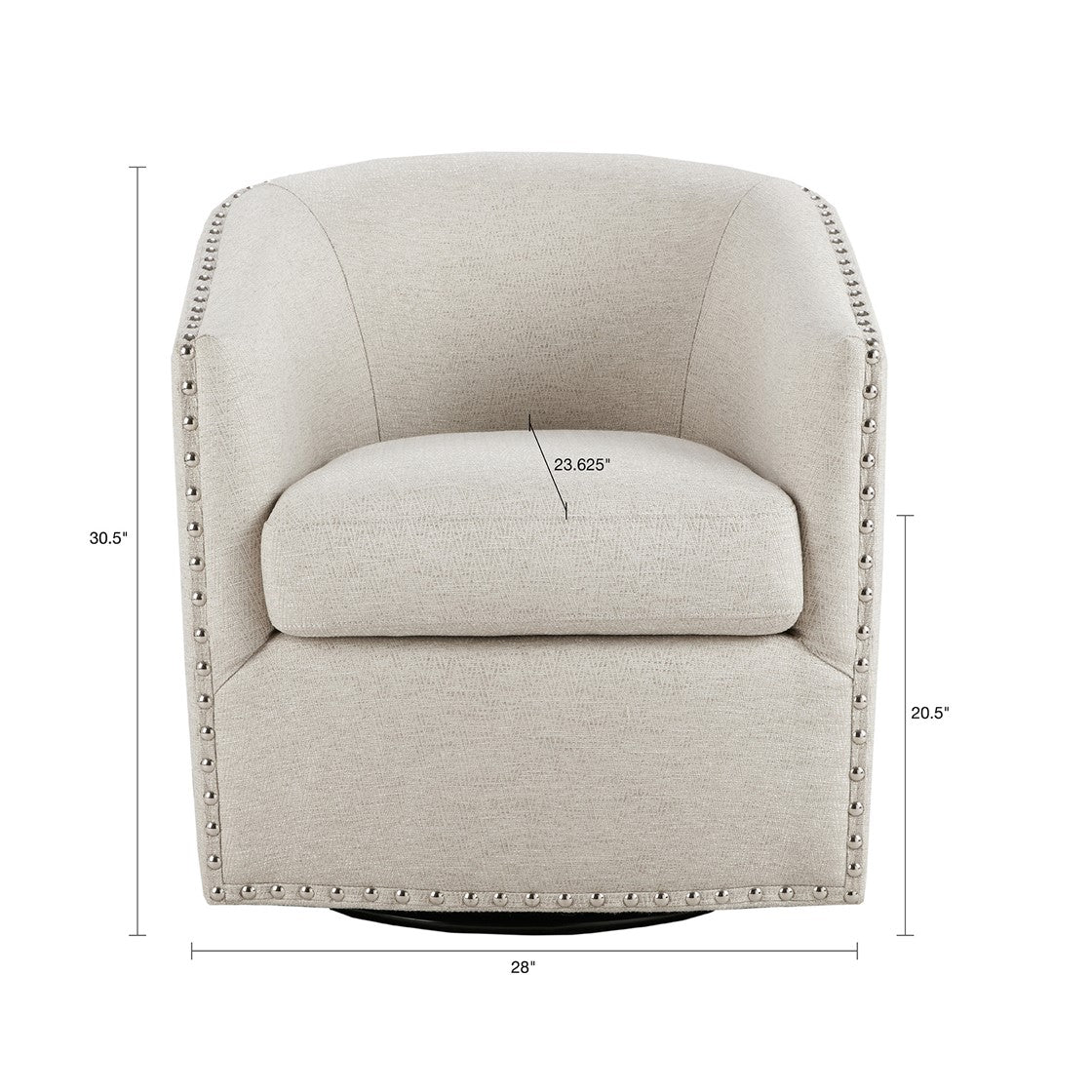 Fantasyy Upholstered Swivel Chair with Nailhead Trim and Curved Design