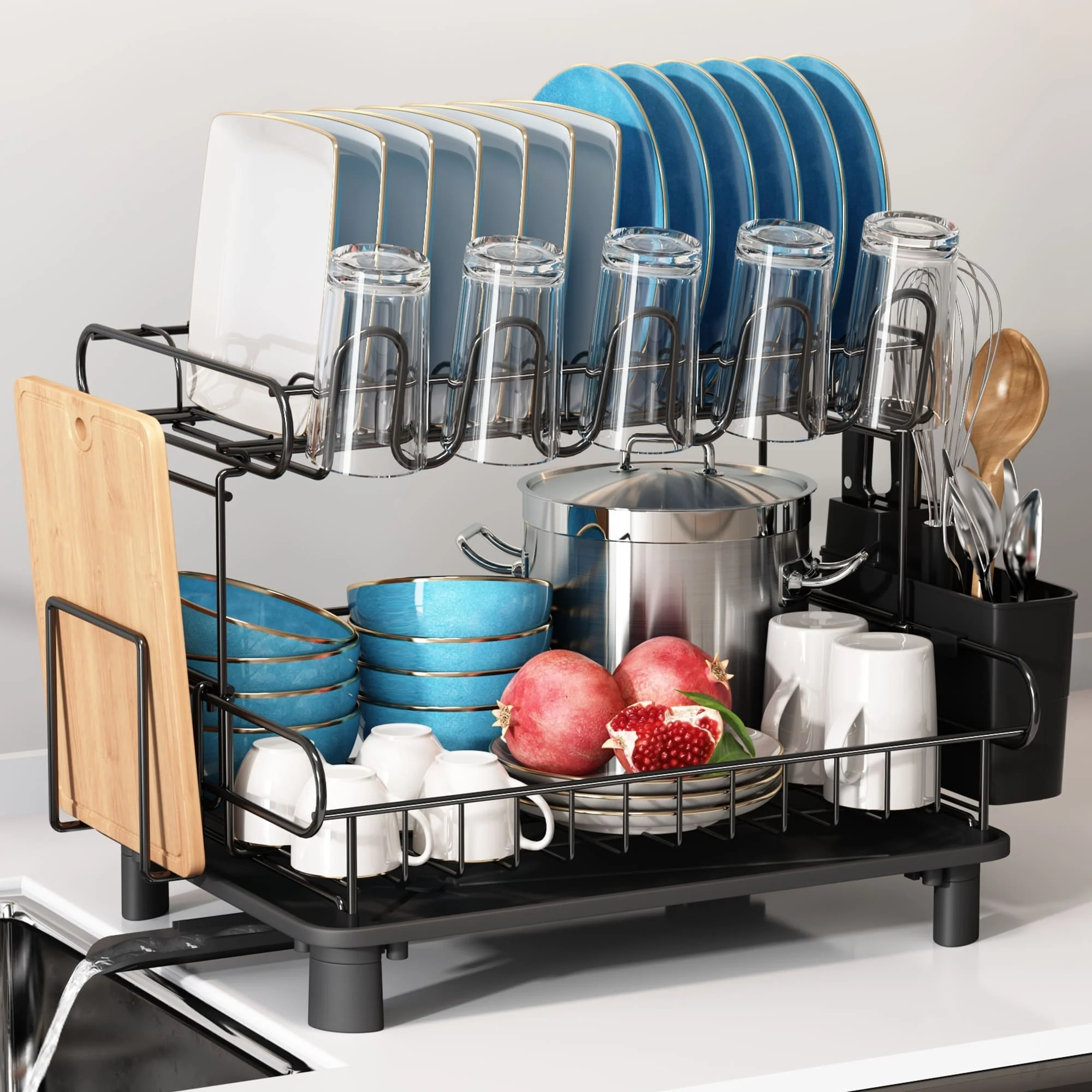 JASIWAY 2 Tier Kitchen Stainless Steel Dish Rack