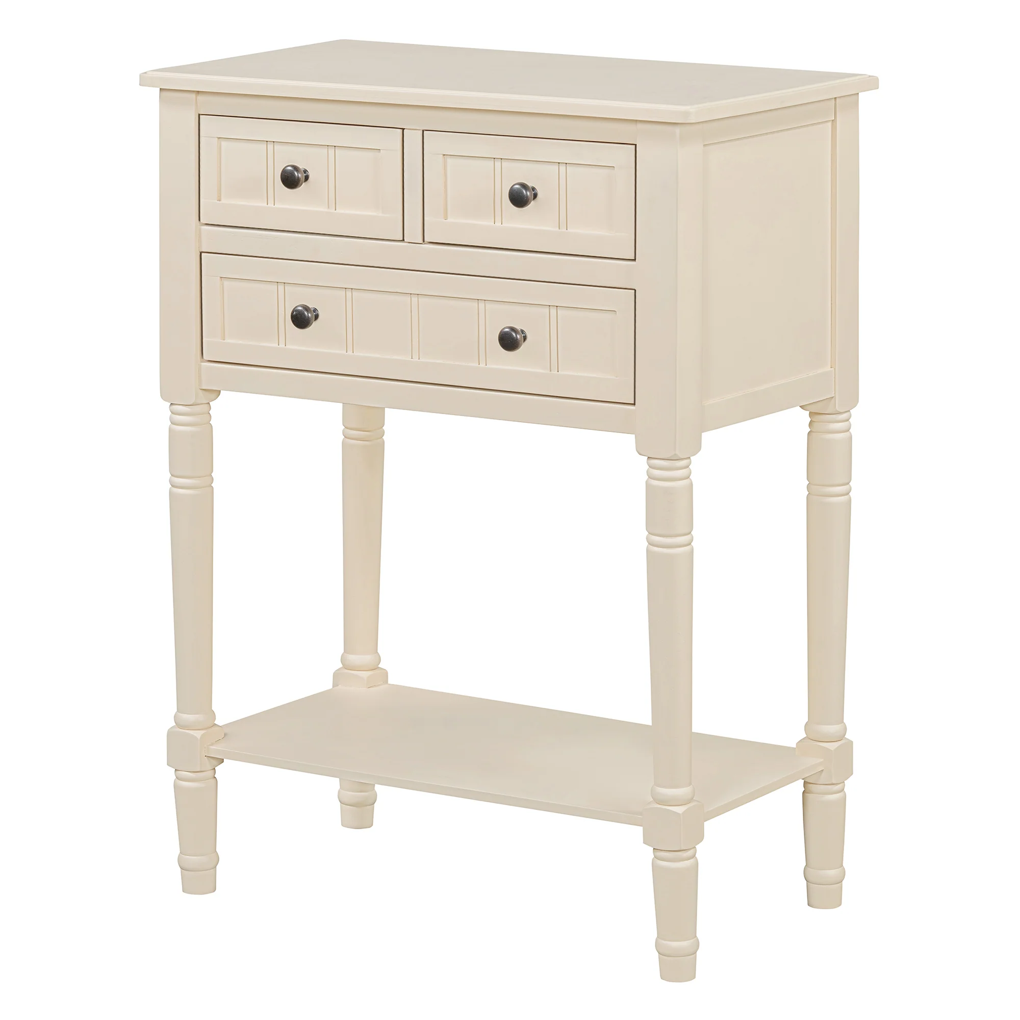 Conquest Narrow Console Table with 3 Drawers and Bottom Shelf