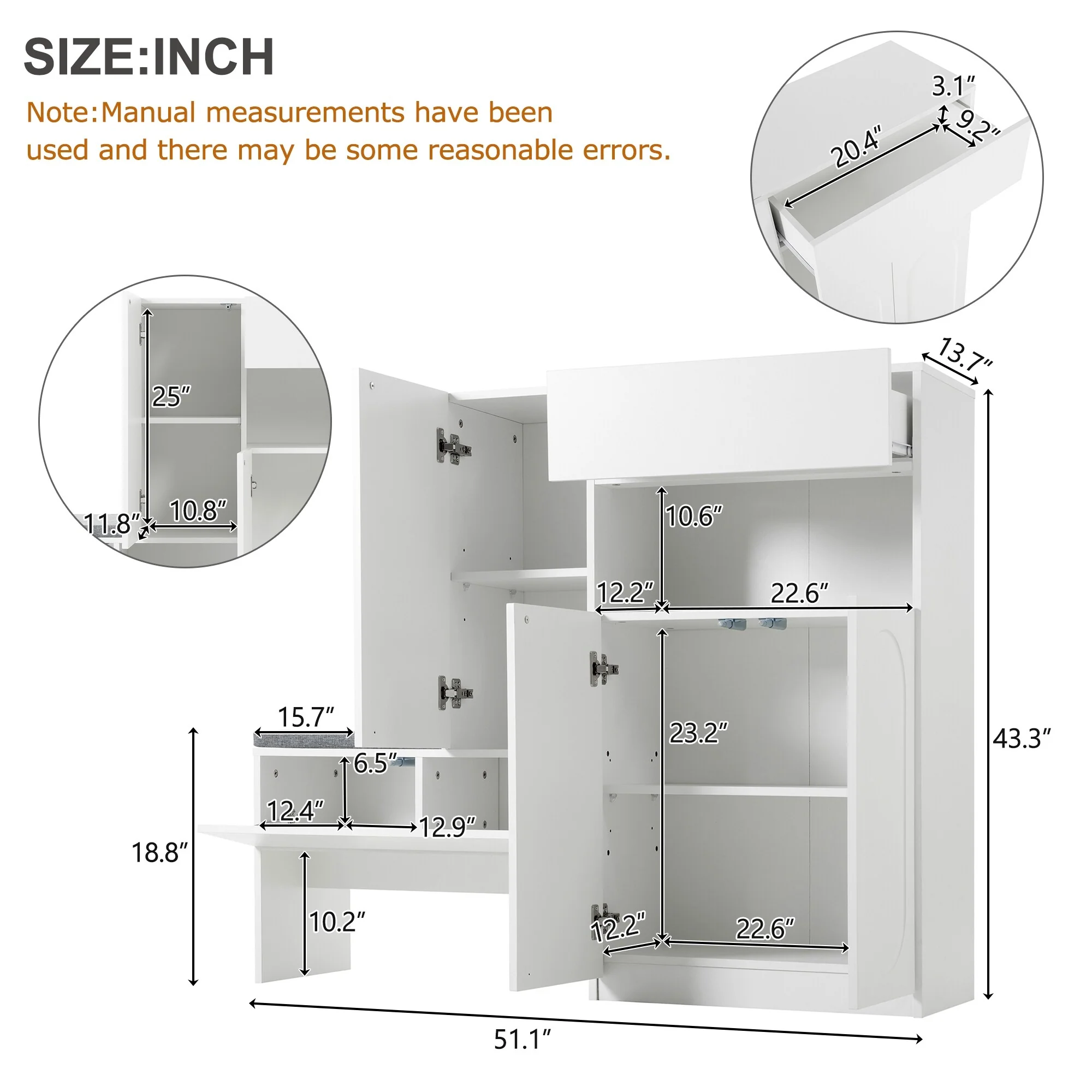 2-in-1 Shoe Cabinet with Bench, Entryway Storage Cabinet, Space-Saving Shoe Rack Organizer with Adjustable Shelves