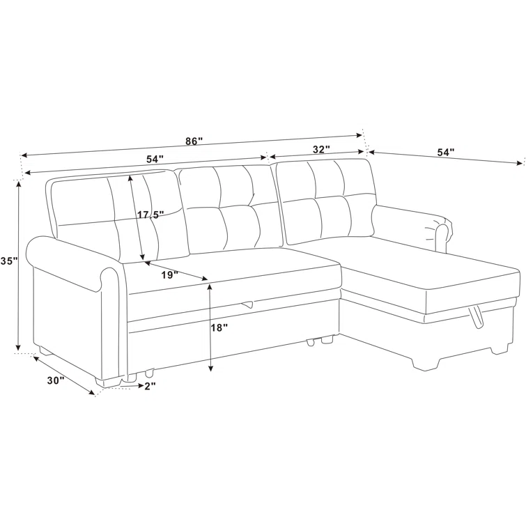 Rossignol 86'' Upholstered Sleeper Sofa