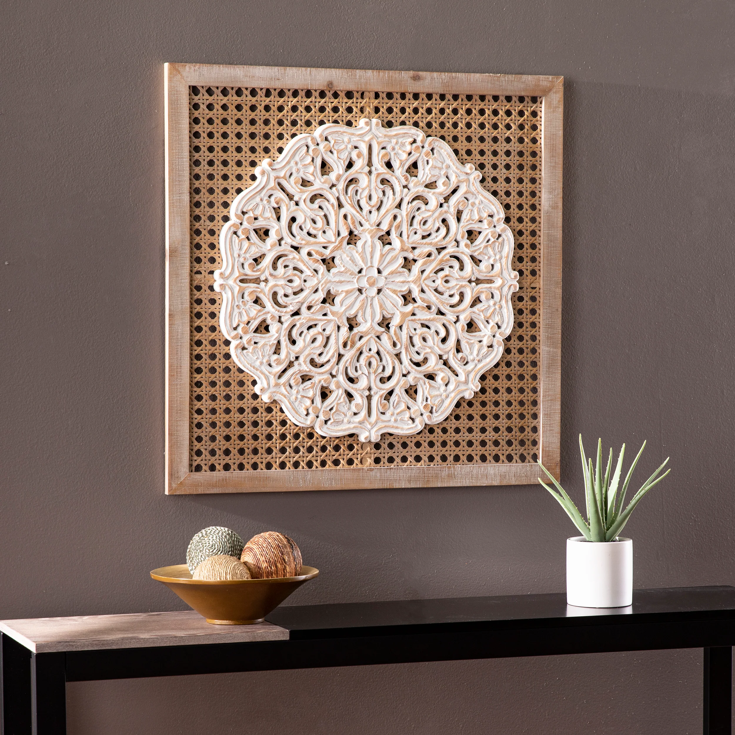 Woven Rattan Wall Decor Panel