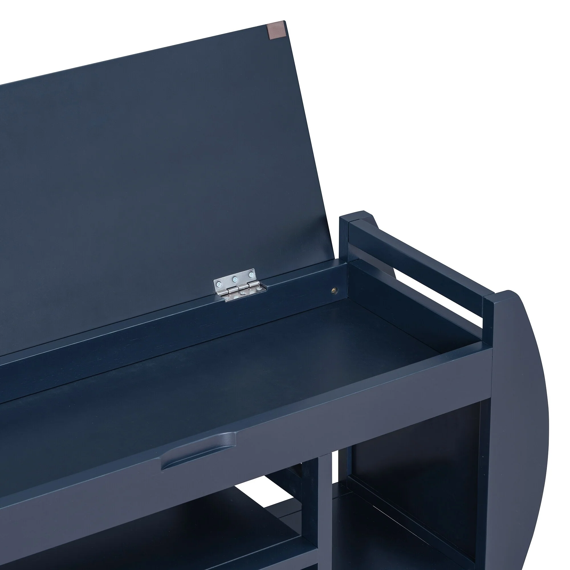 Multifunctional Storage Bench with Cushion and Curved Side Panel for Entrance and Living Room