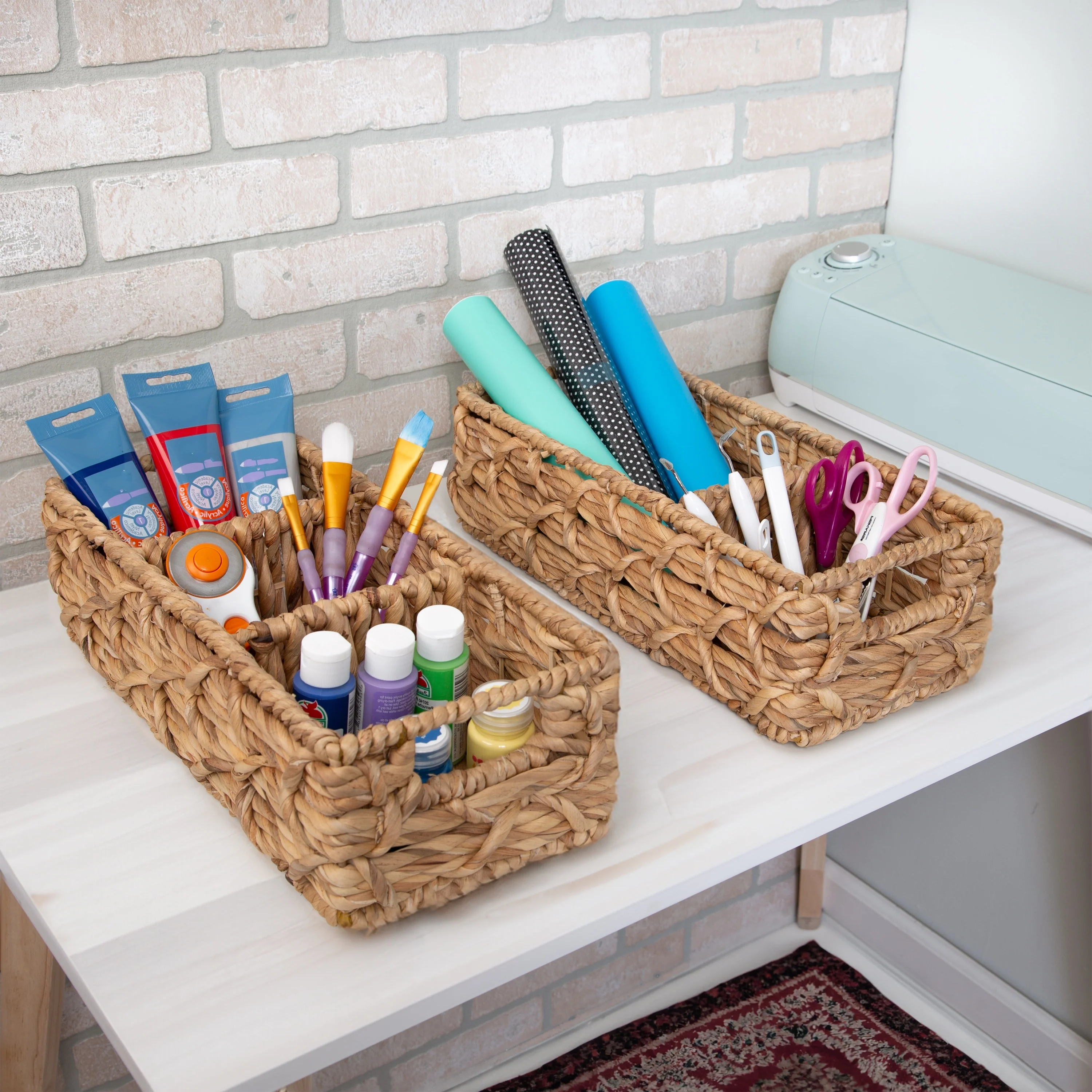 Honey-Can-Do Set of 2 Natural Wicker Baskets with Dividers