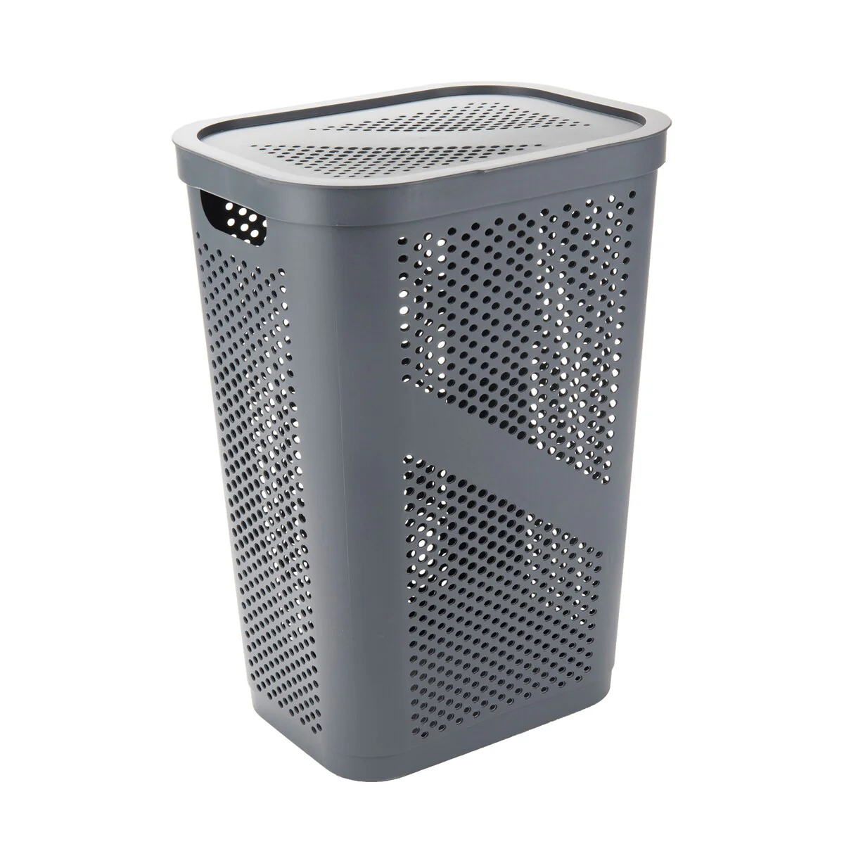 Mind Reader 60L Slim Laundry Hamper, Clothes Basket, Lid, Ventilated, Plastic, 17.25