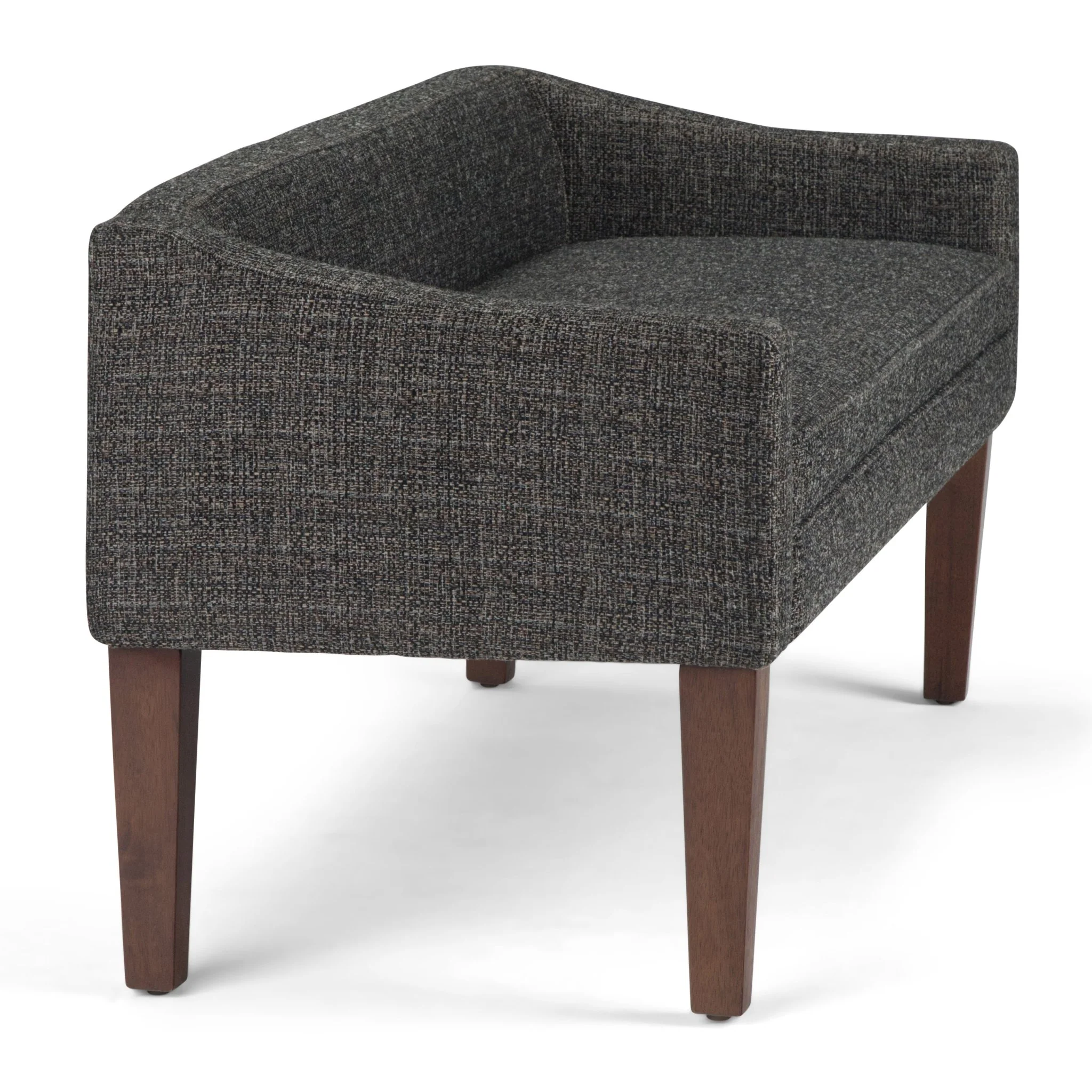 Wave Upholstered Bench with Low Back and Swooped Arms