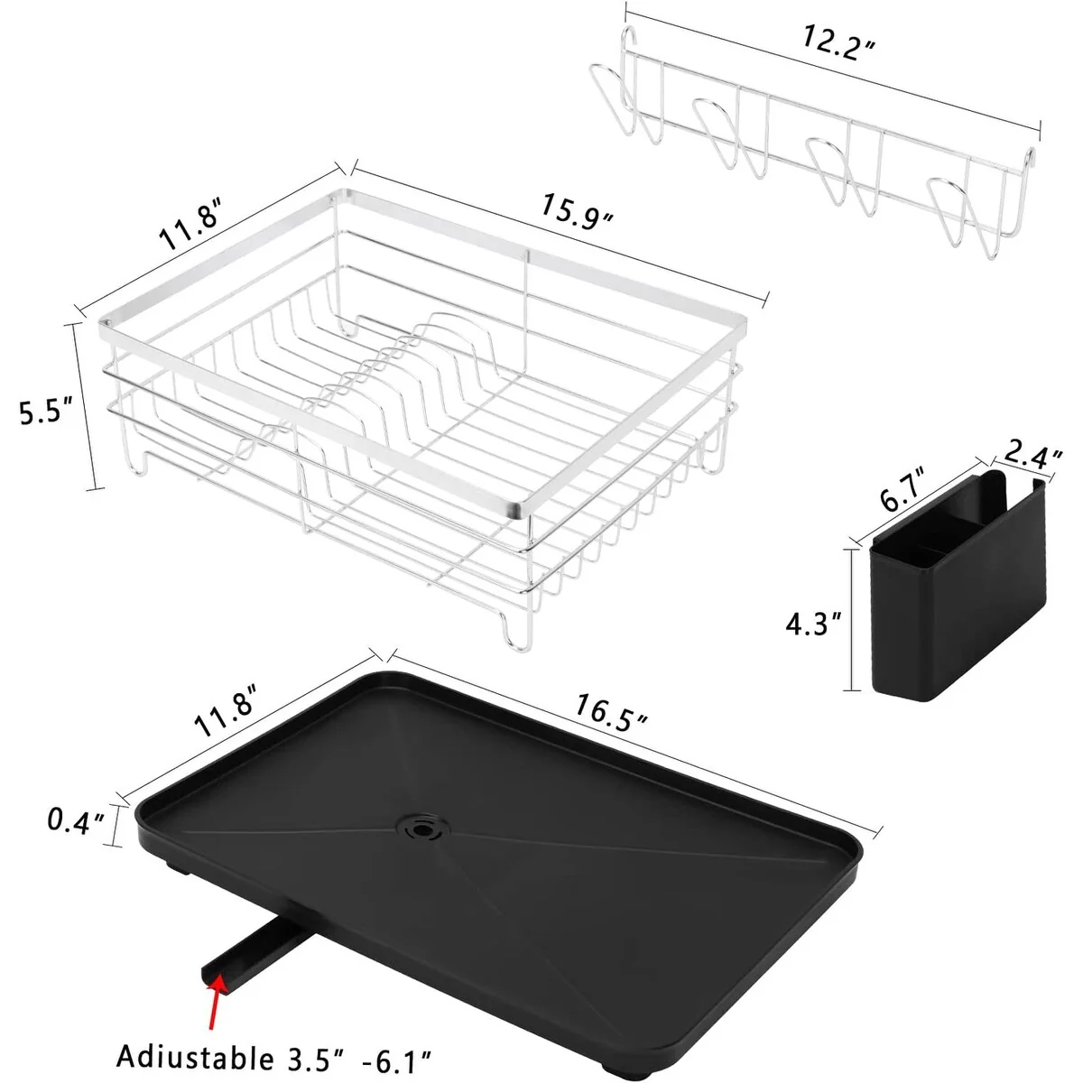 Counter Dish Drying Rack with Utensil Holder